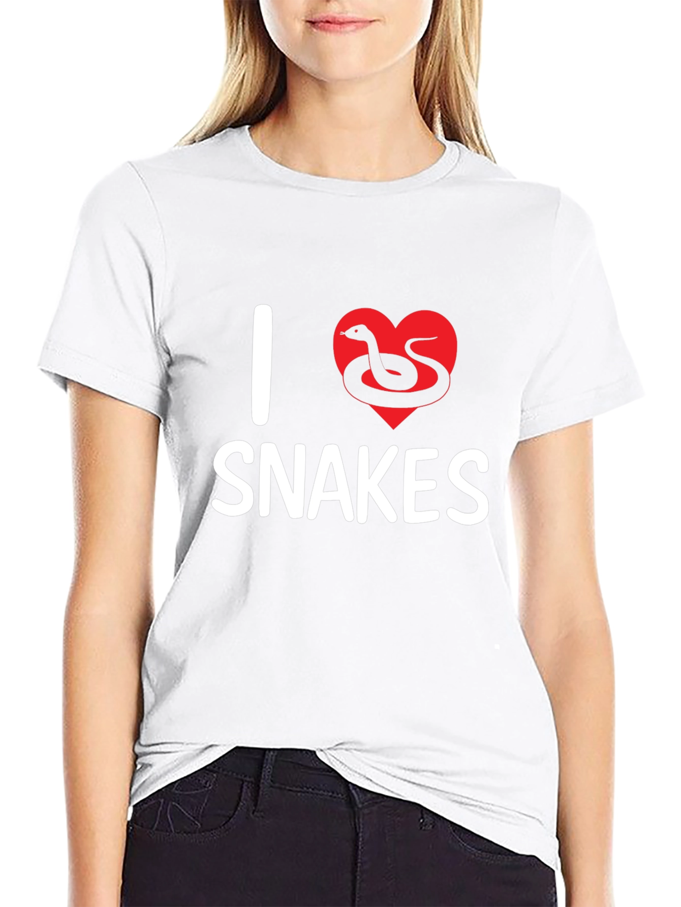 Camiseta Negra I Love Snakes Diseño Divertido