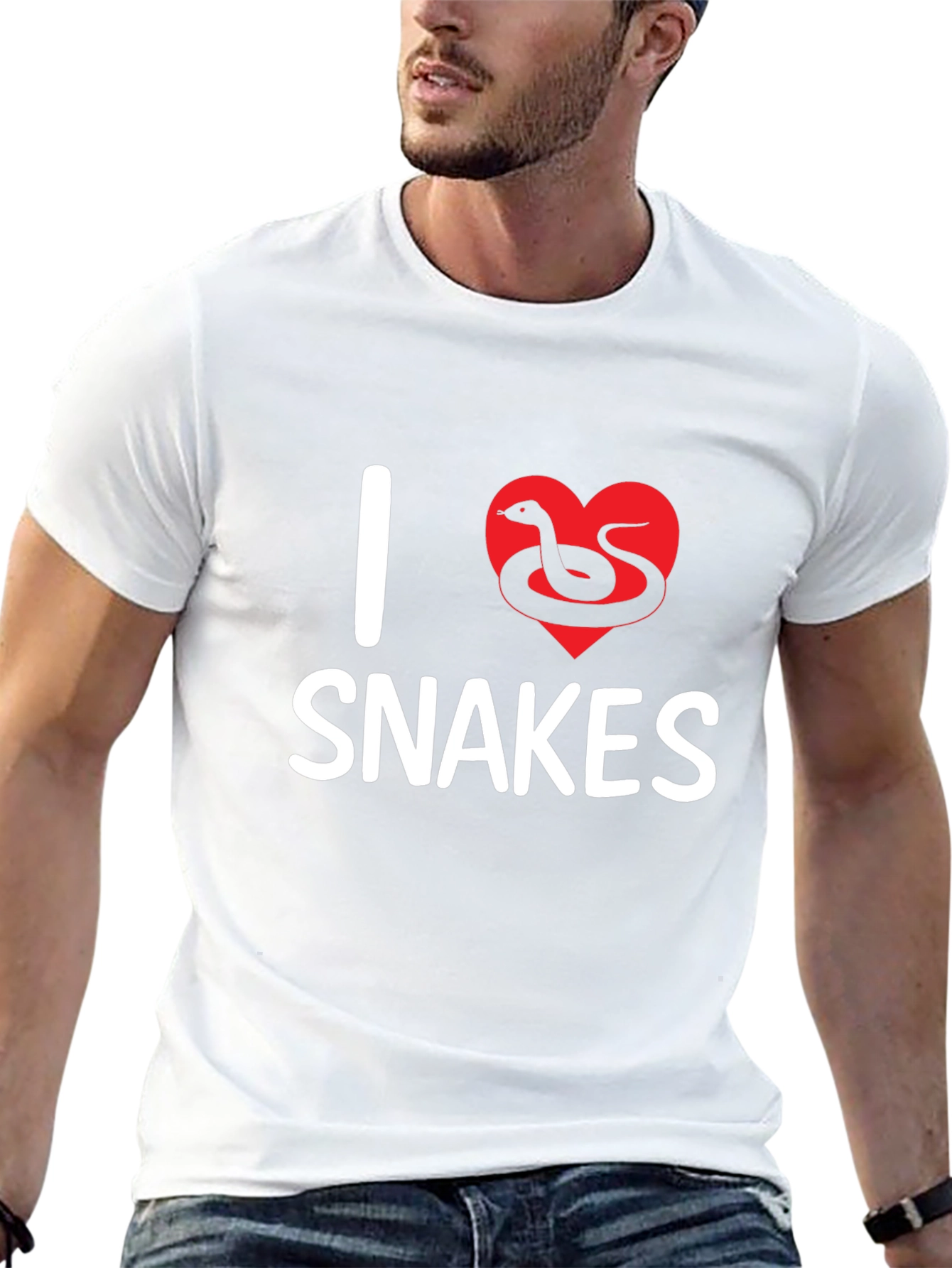 Camiseta Negra I Love Snakes Diseño Divertido