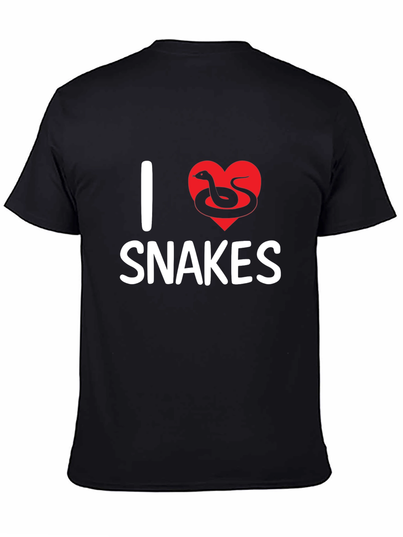 Camiseta Negra I Love Snakes Diseño Divertido