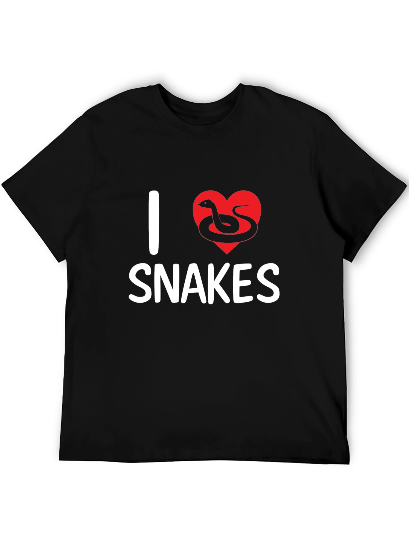 Camiseta Negra I Love Snakes Diseño Divertido