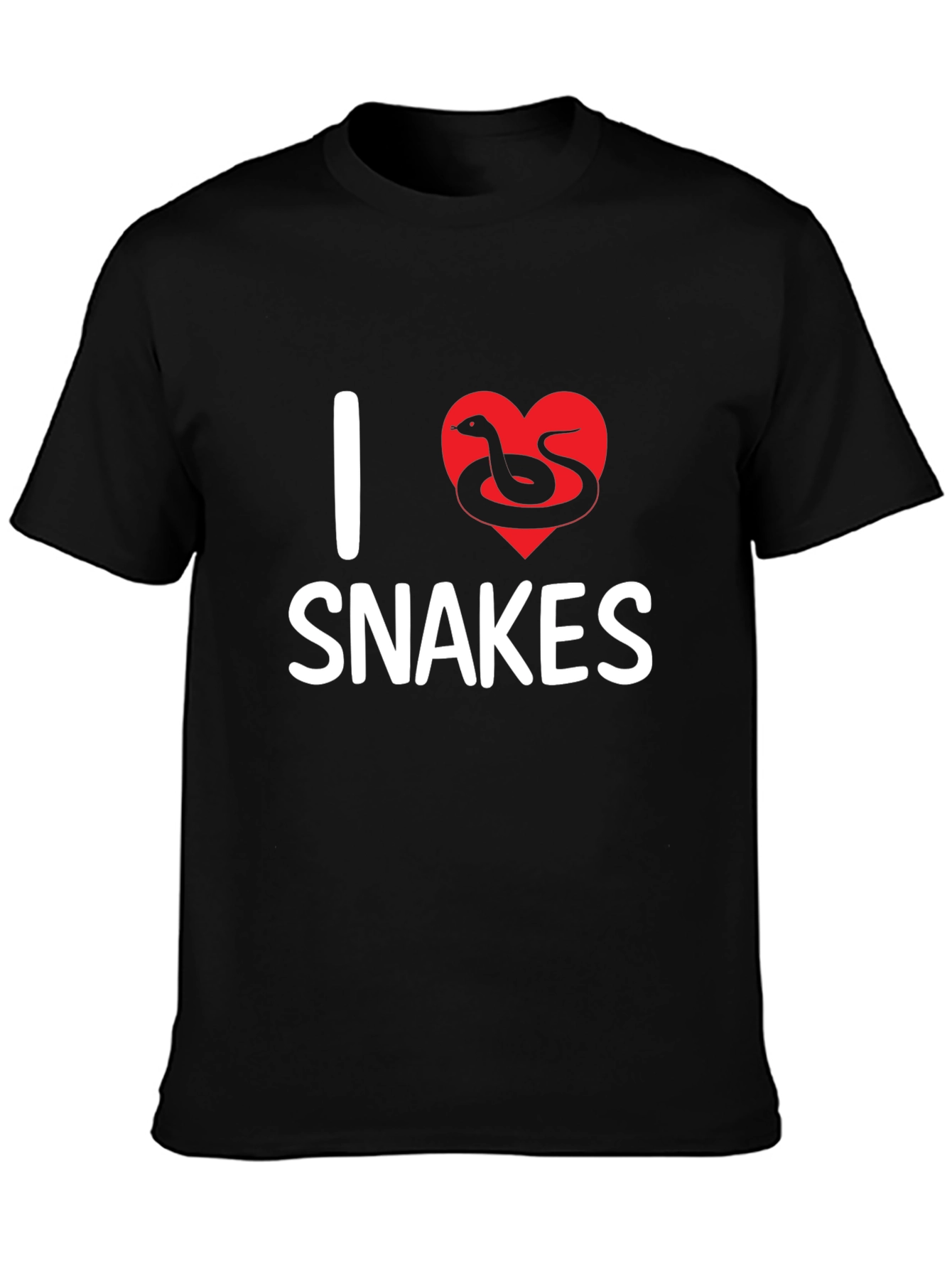 Camiseta Negra I Love Snakes Diseño Divertido