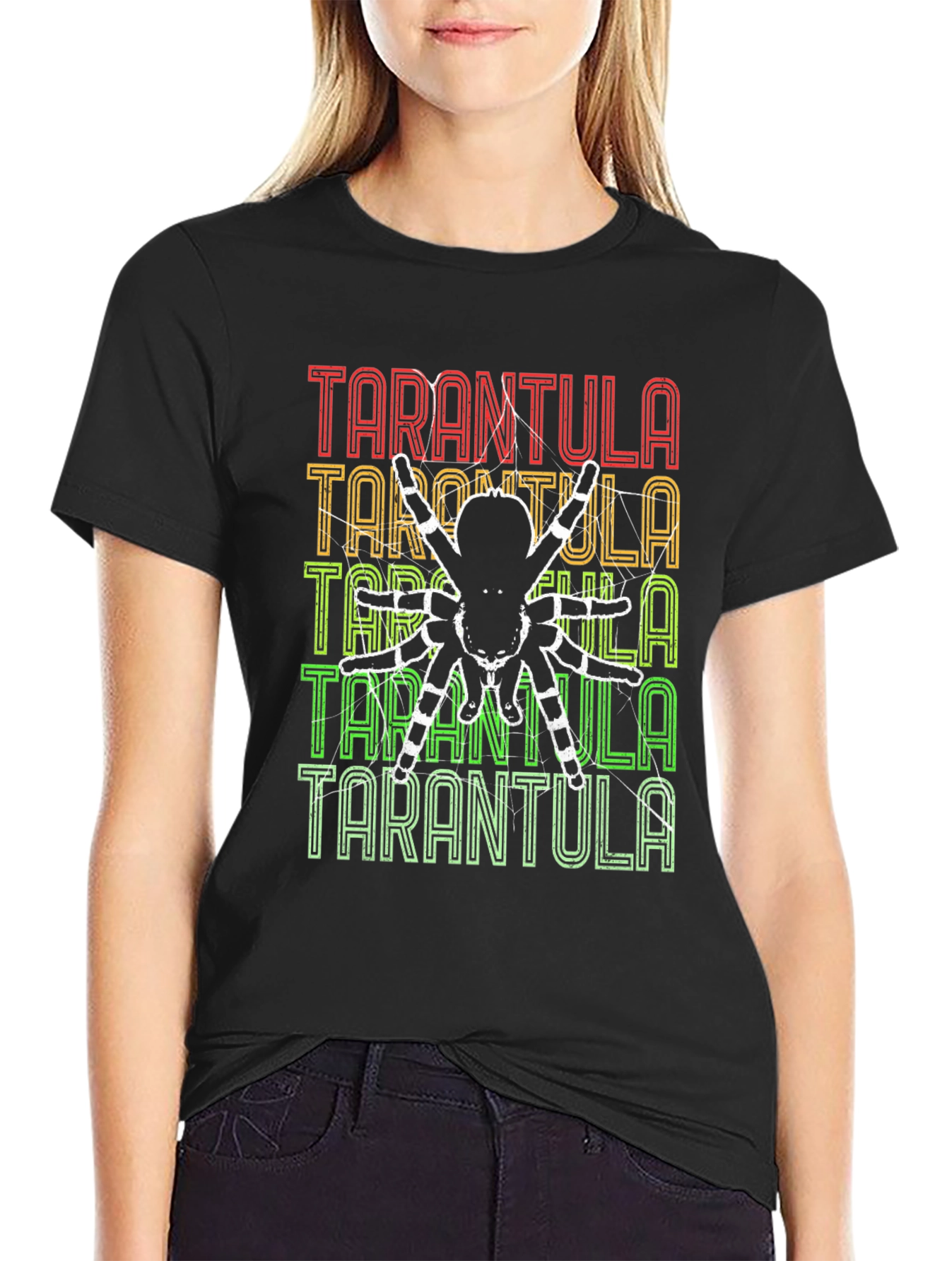 Camiseta Negra con Diseño de Tarántula Retro