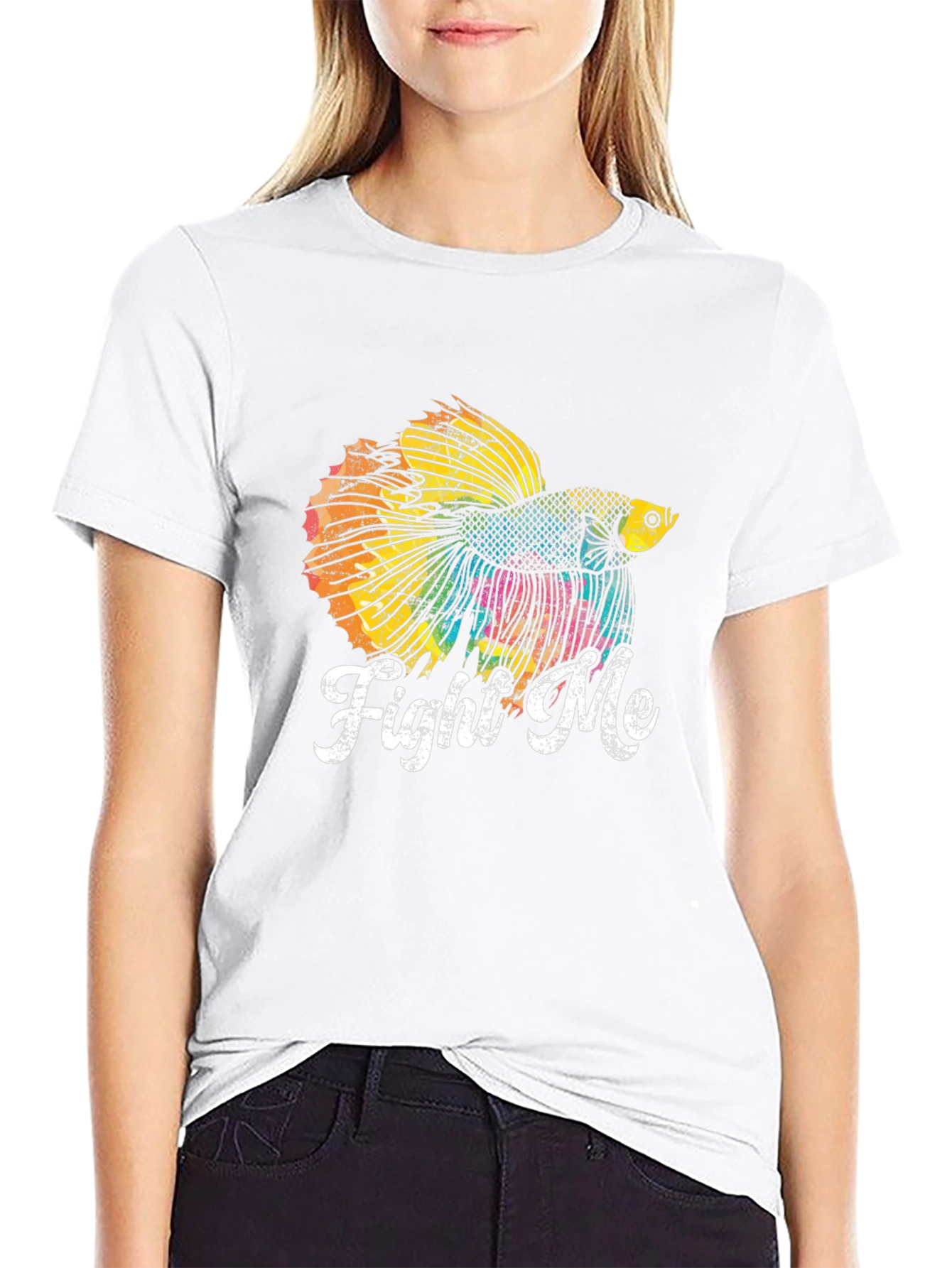Camiseta Negra con Diseño de Pez Betta Fight Me