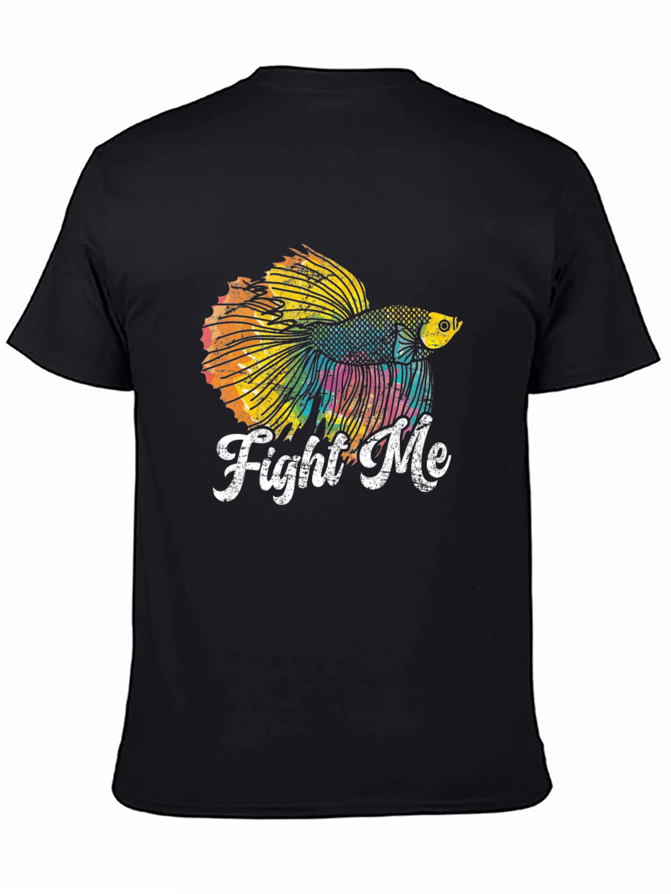 Camiseta Negra con Diseño de Pez Betta Fight Me
