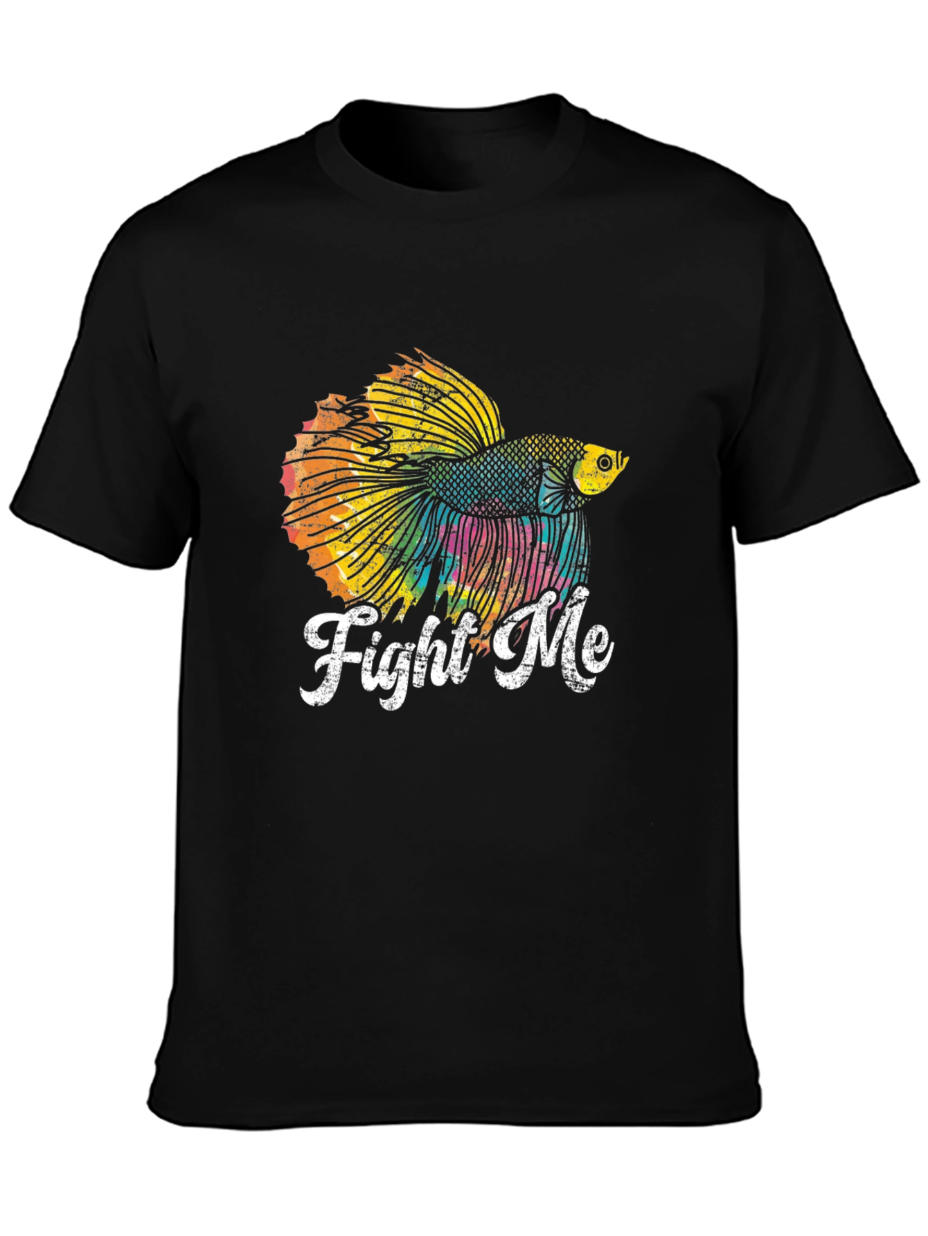 Camiseta Negra con Diseño de Pez Betta Fight Me
