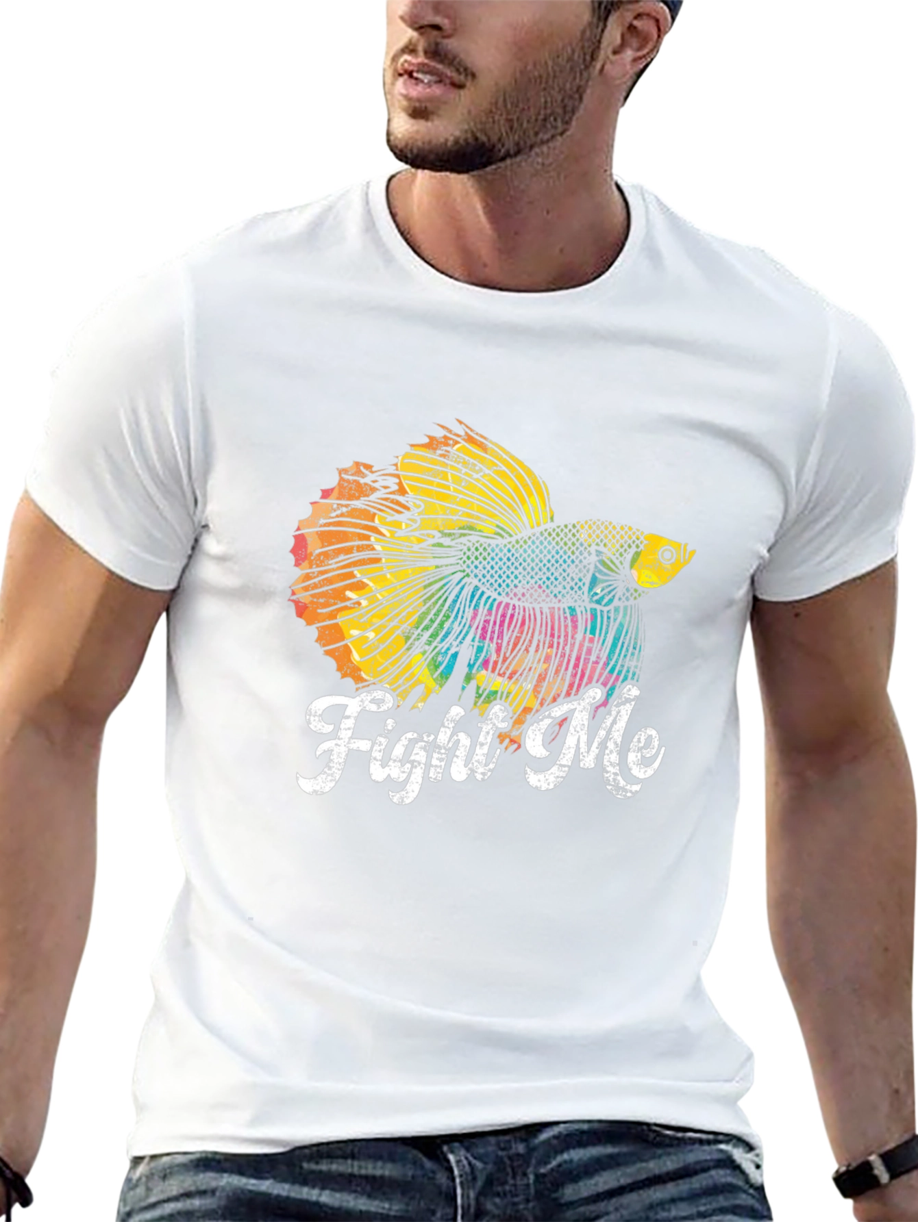 Camiseta Negra con Diseño de Pez Betta Fight Me