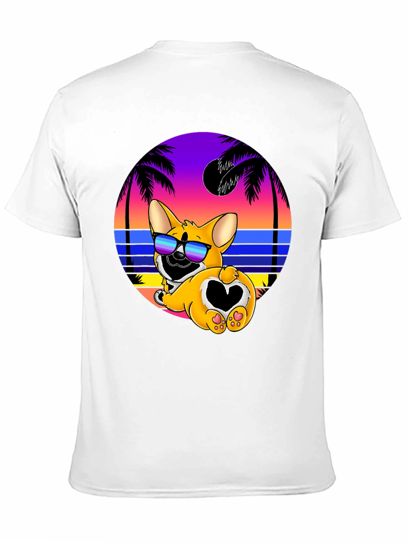 Camiseta Negra con Diseño Corgi Playa