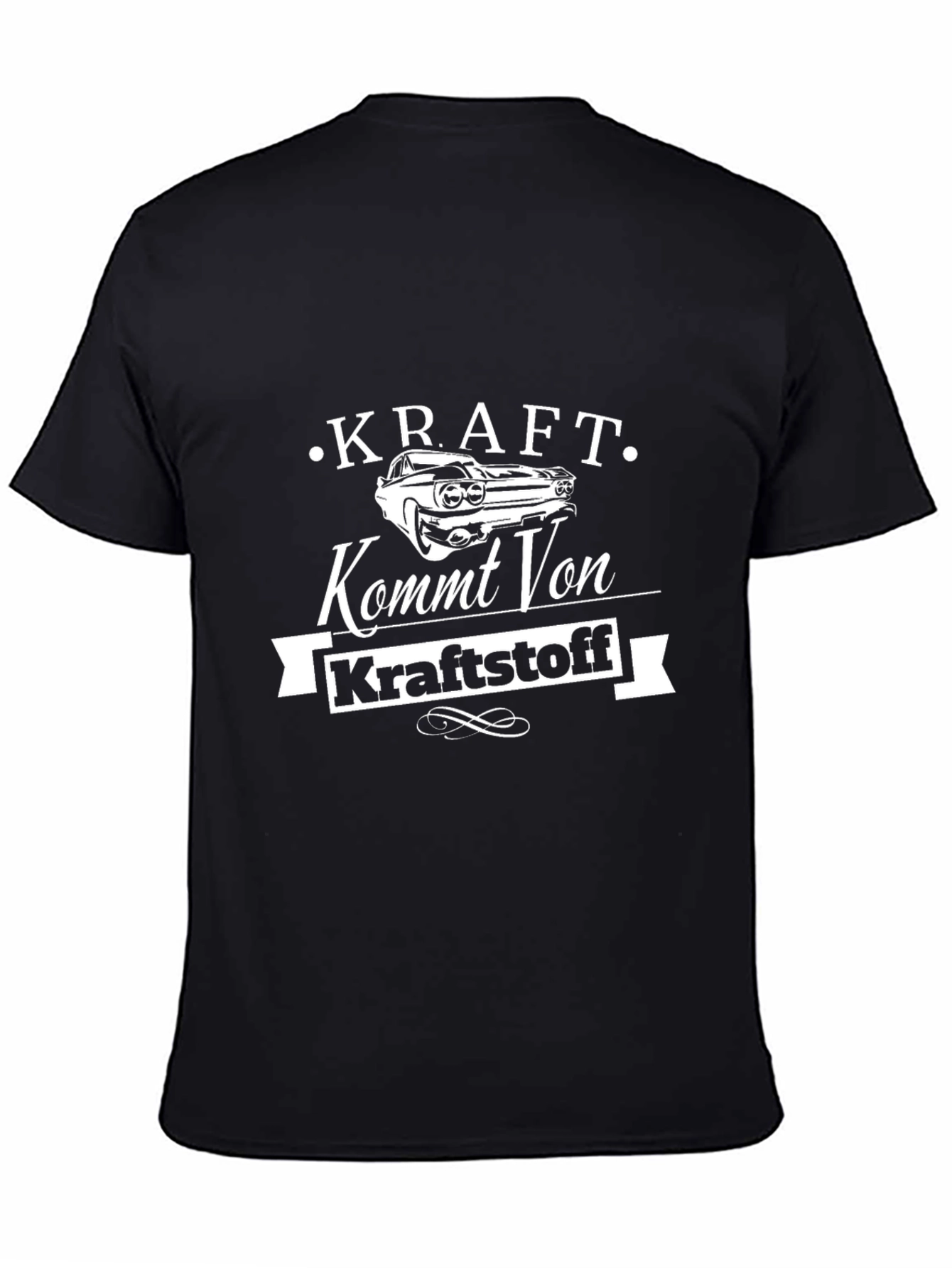 Camiseta Negra Hombre - Diseño Kraft Kommt Von Kraftstoff