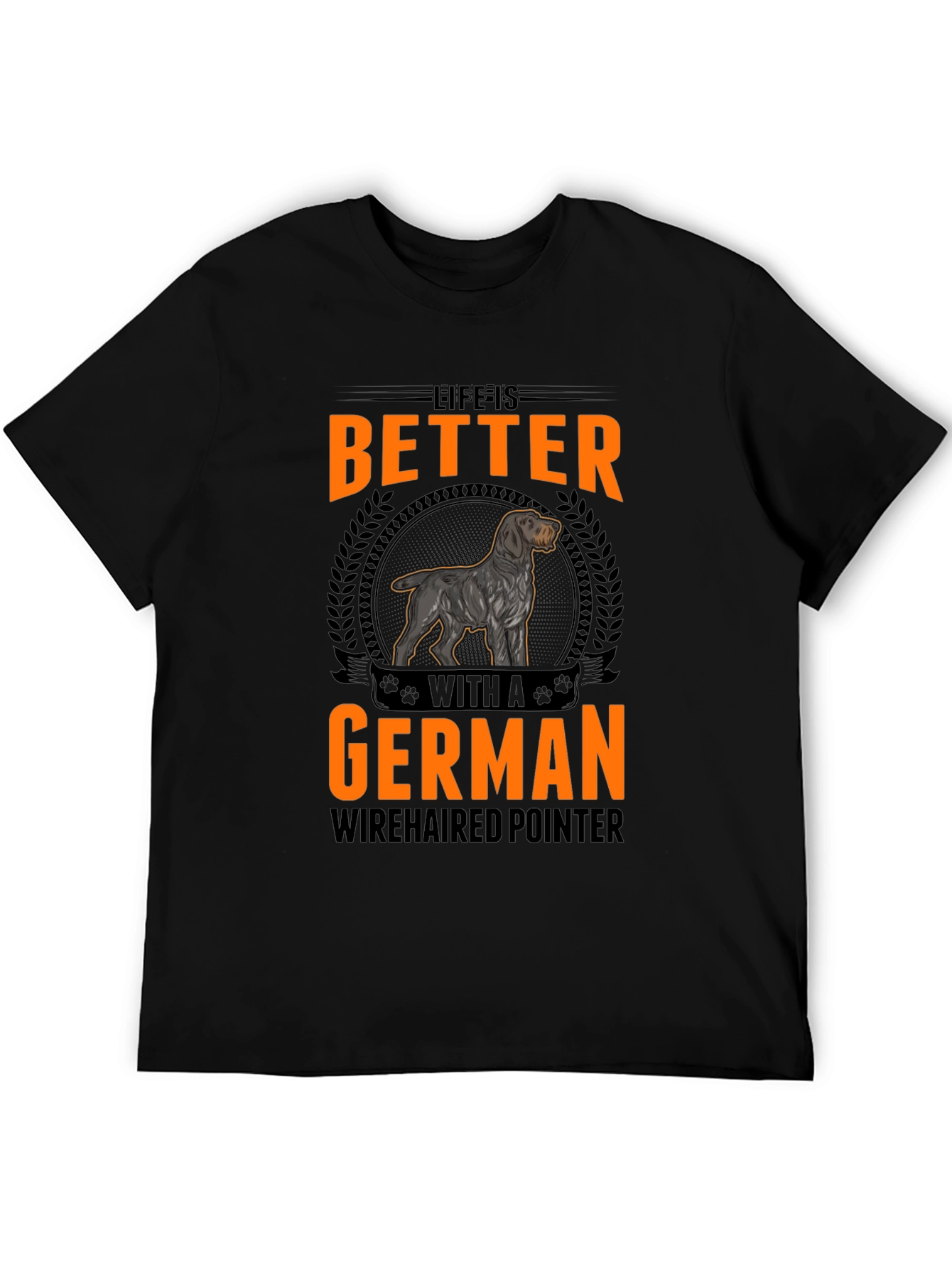 Camiseta Negra con Diseño de Perro Braco Alemán