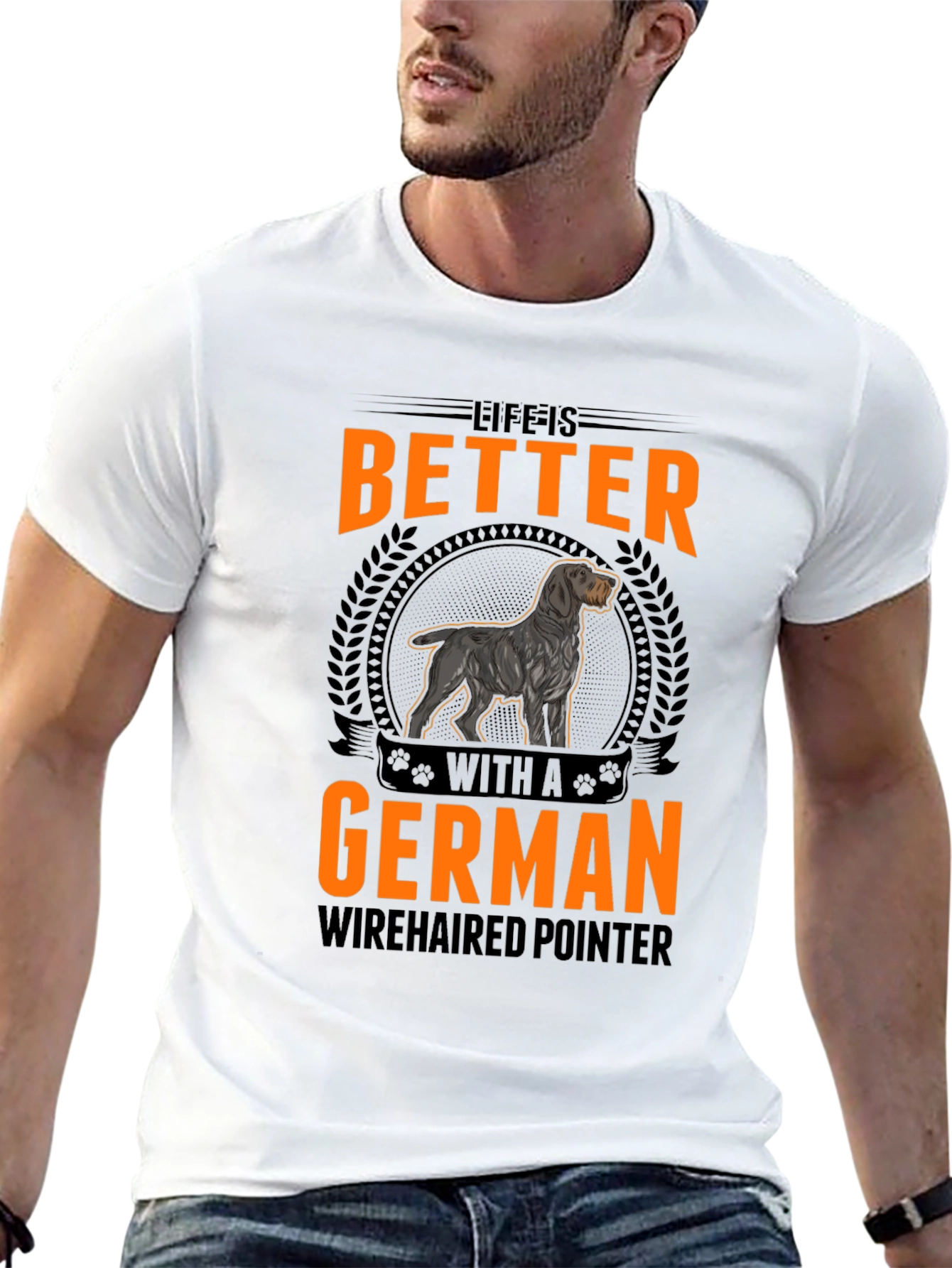 Camiseta Negra con Diseño de Perro Braco Alemán