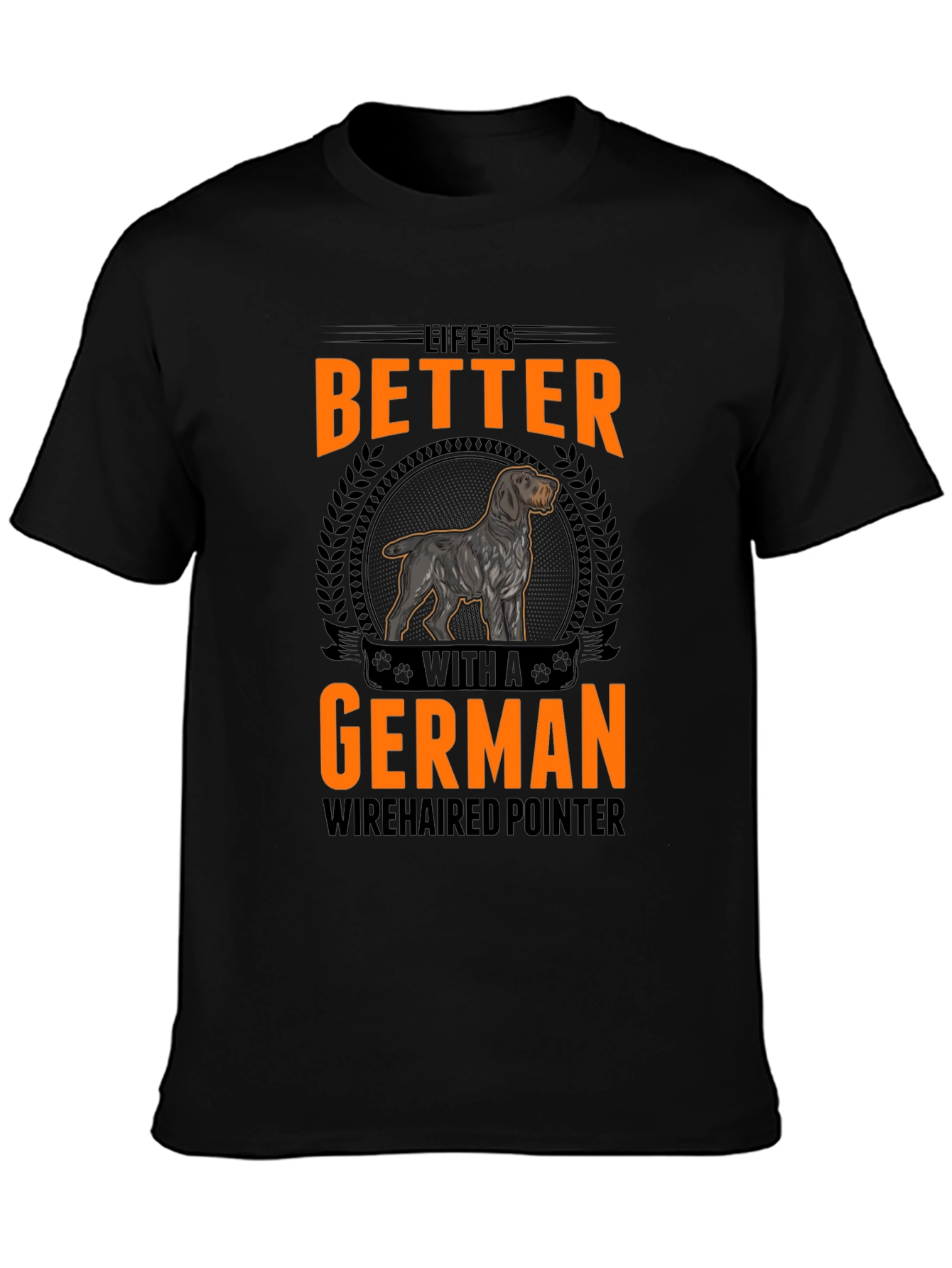 Camiseta Negra con Diseño de Perro Braco Alemán