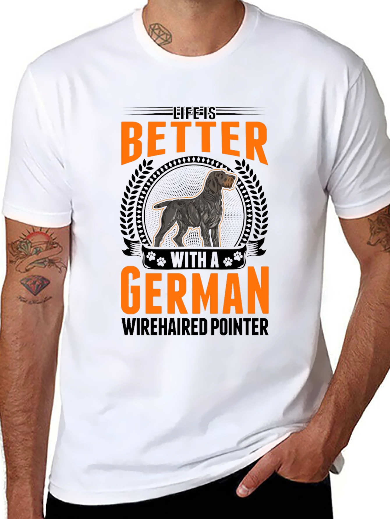 Camiseta Negra con Diseño de Perro Braco Alemán