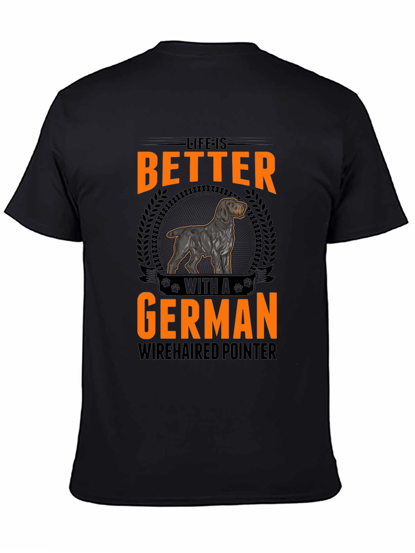 Camiseta Negra con Diseño de Perro Braco Alemán