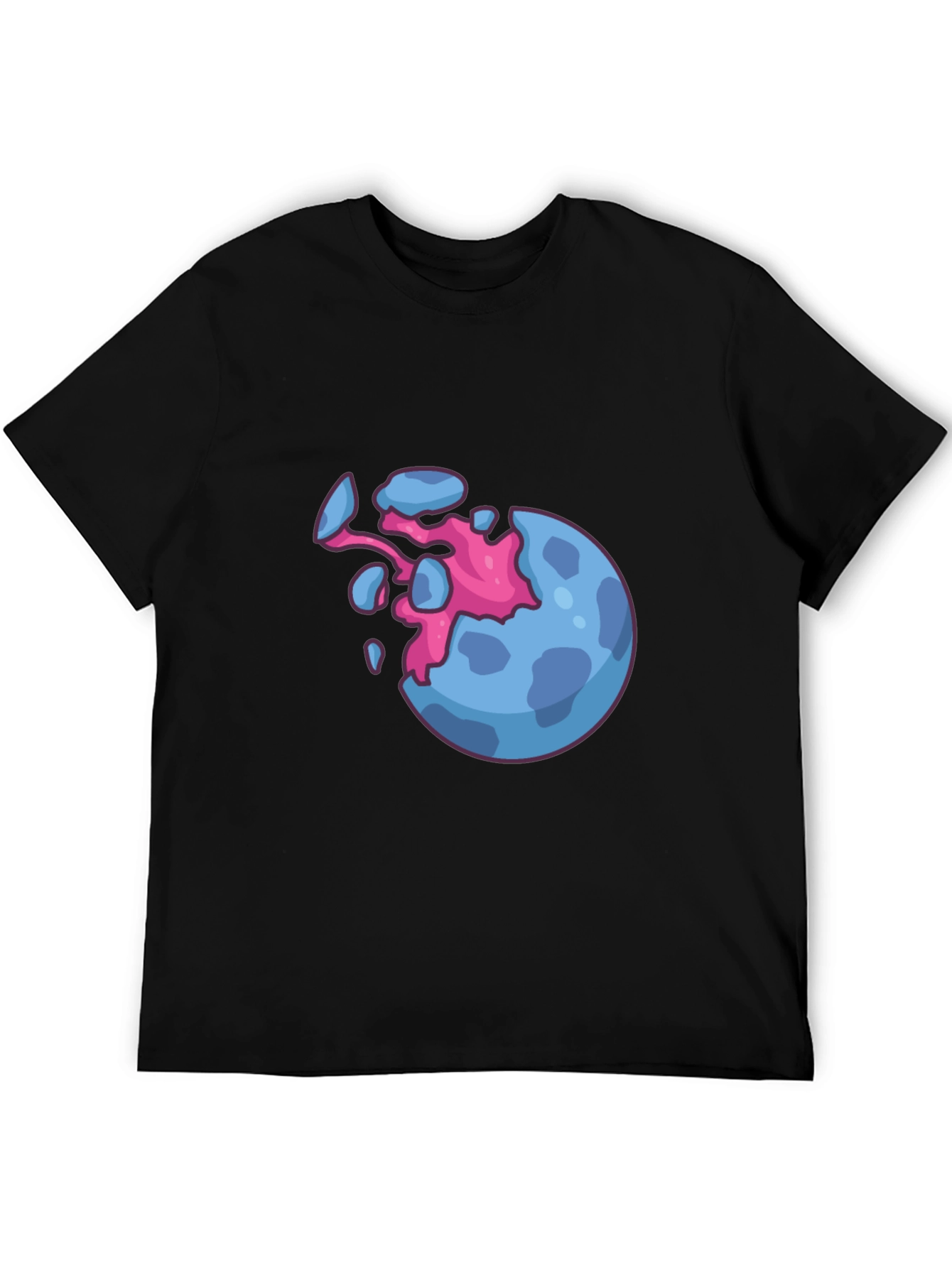 Camiseta Negra con Diseño de Planeta Explosivo