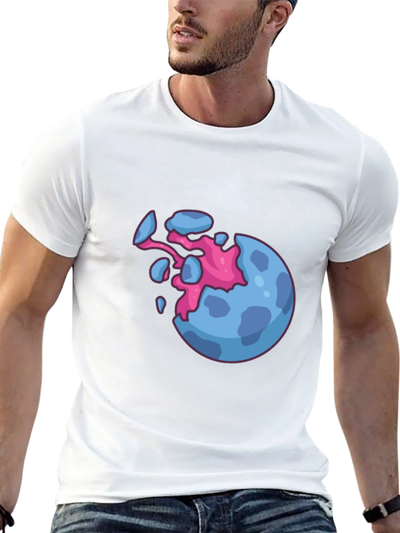 Camiseta Negra con Diseño de Planeta Explosivo