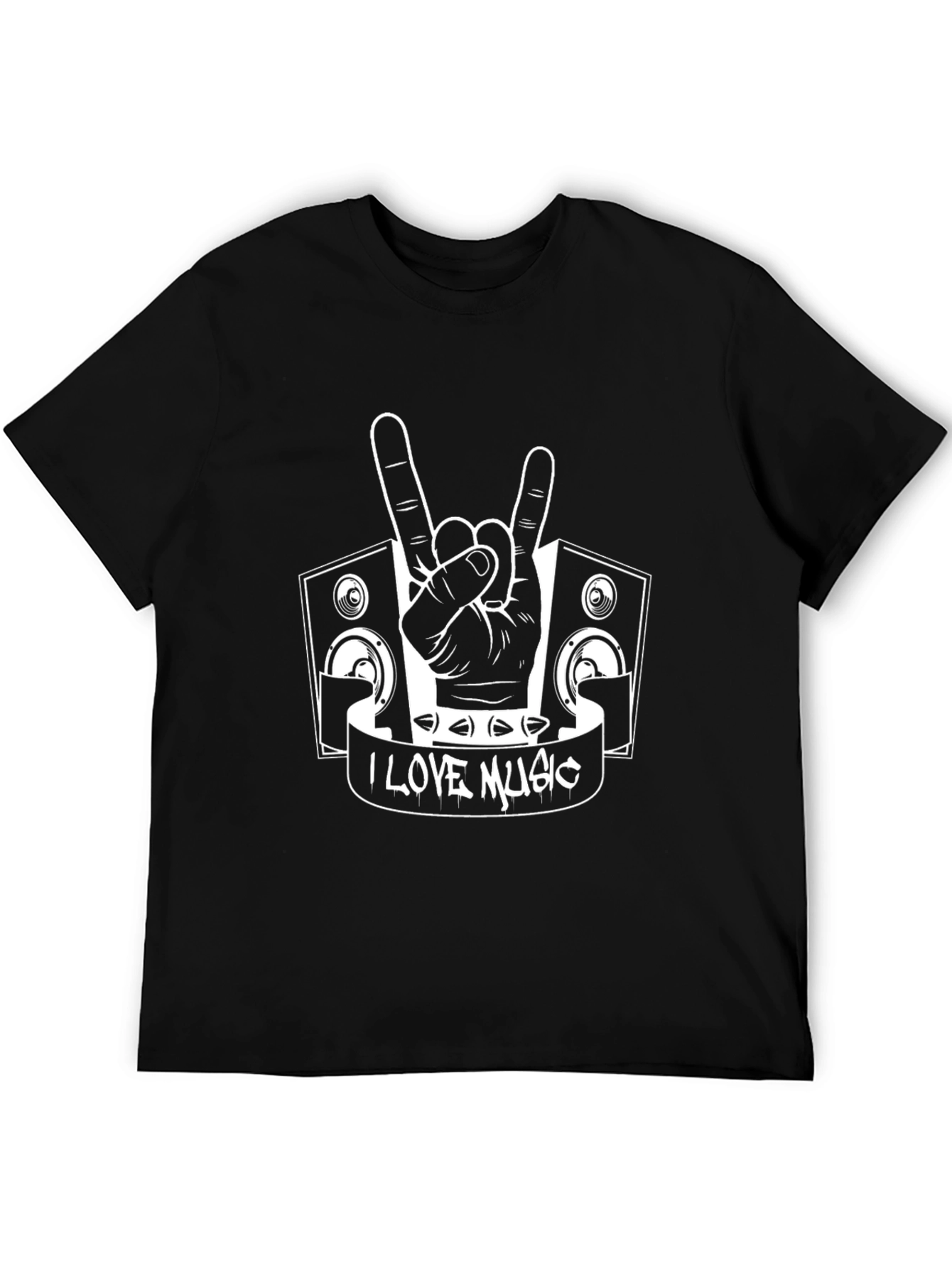 Camiseta Negra I Love Music Rockera