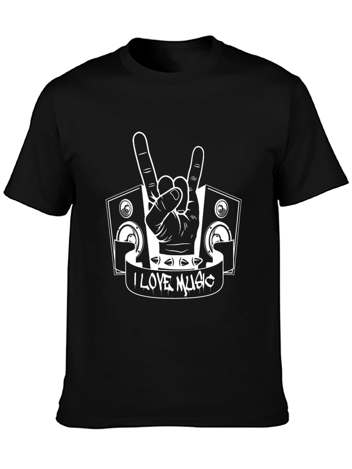 Camiseta Negra I Love Music Rockera
