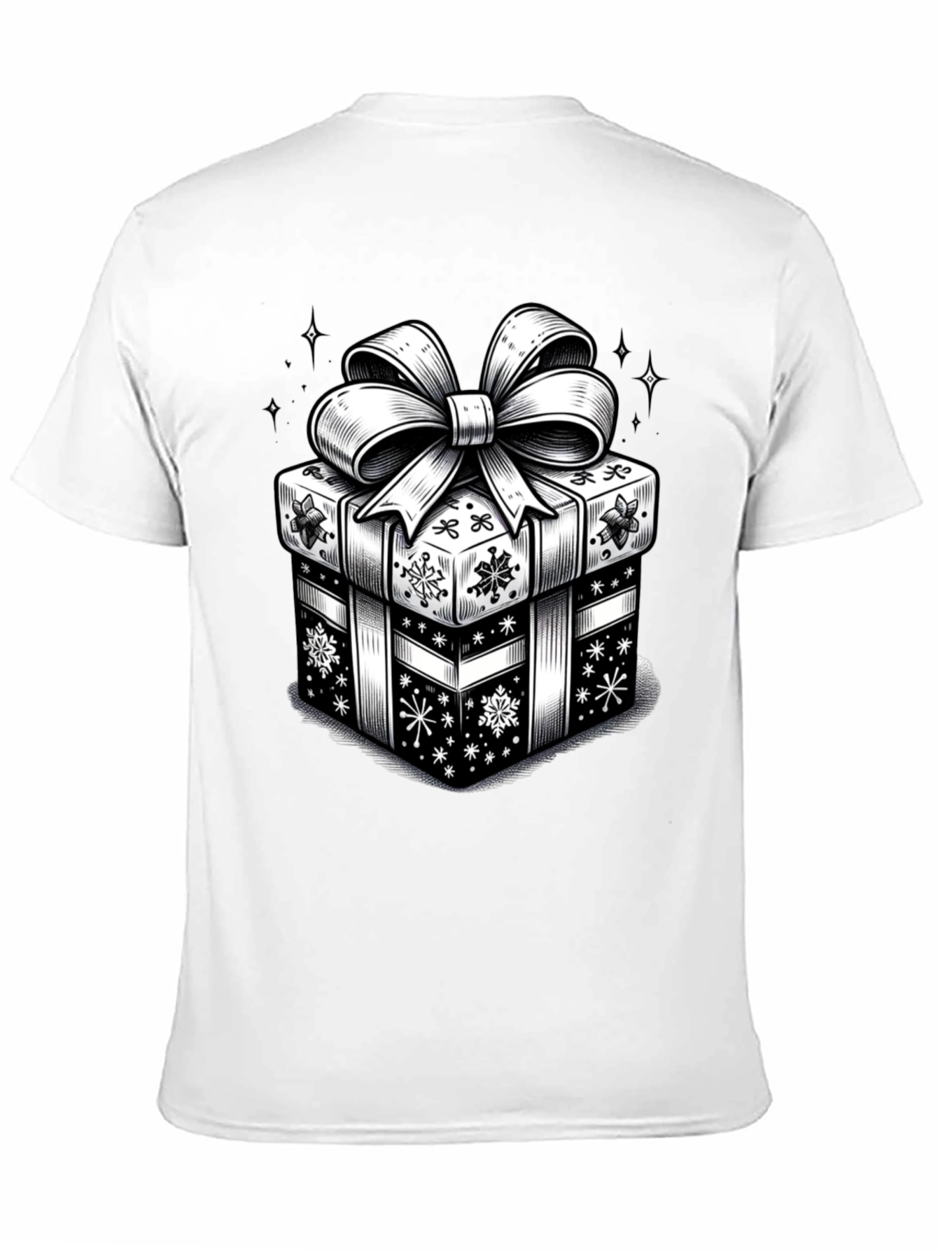 Camiseta Negra con Diseño de Regalo Navideño