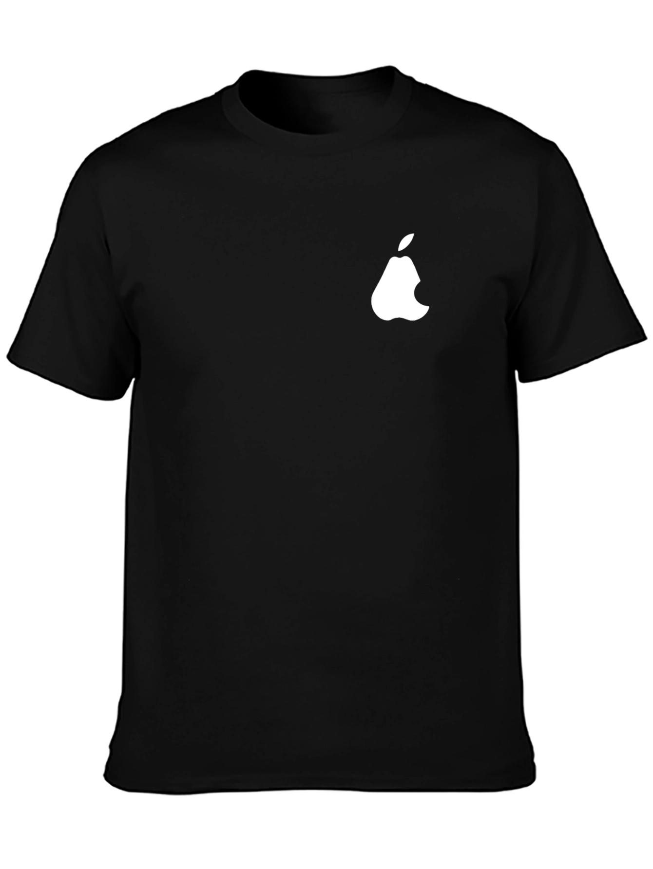 Camiseta Negra Hombre - Diseño Divertido Pera Mordida
