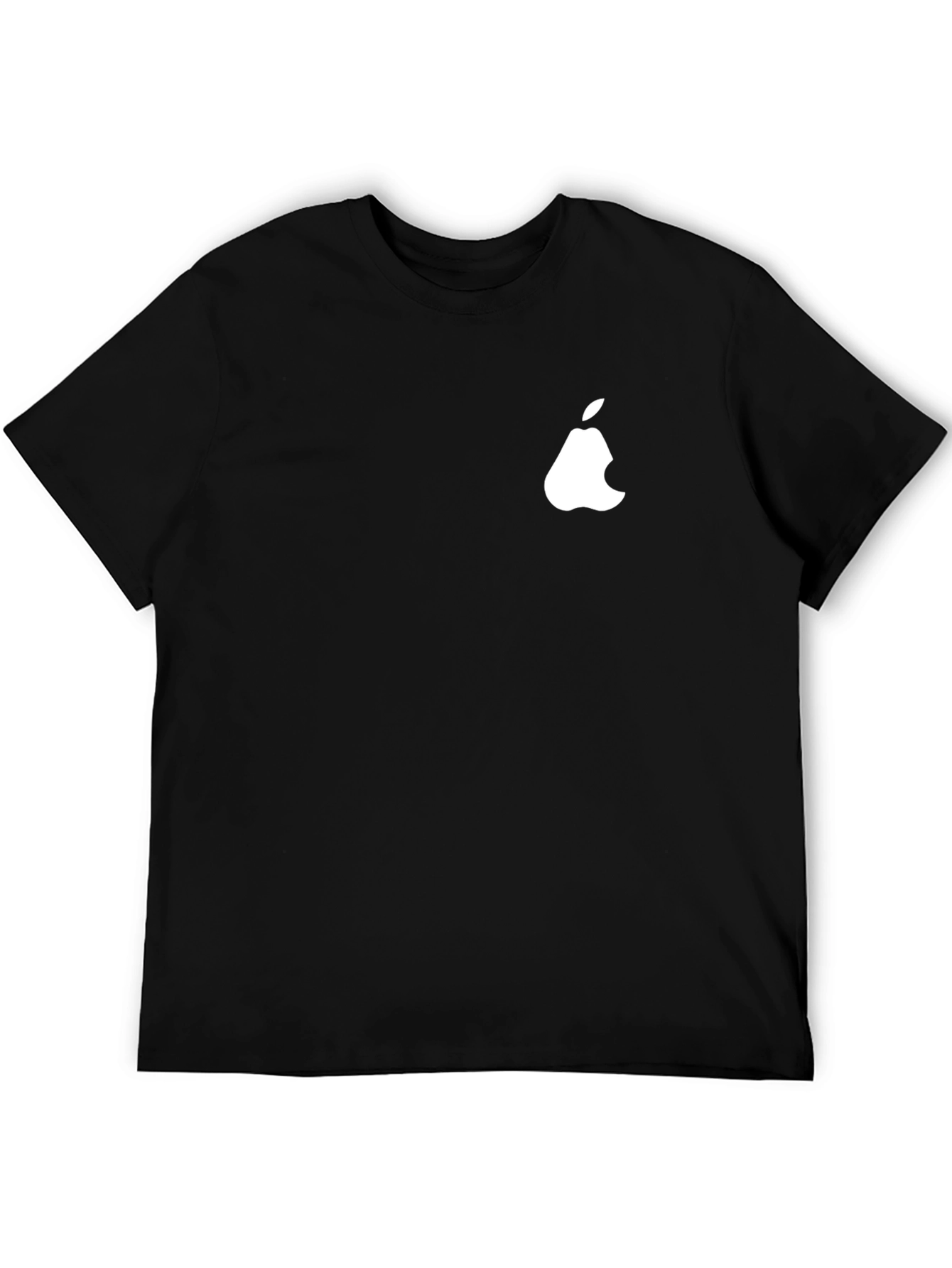 Camiseta Negra Hombre - Diseño Divertido Pera Mordida