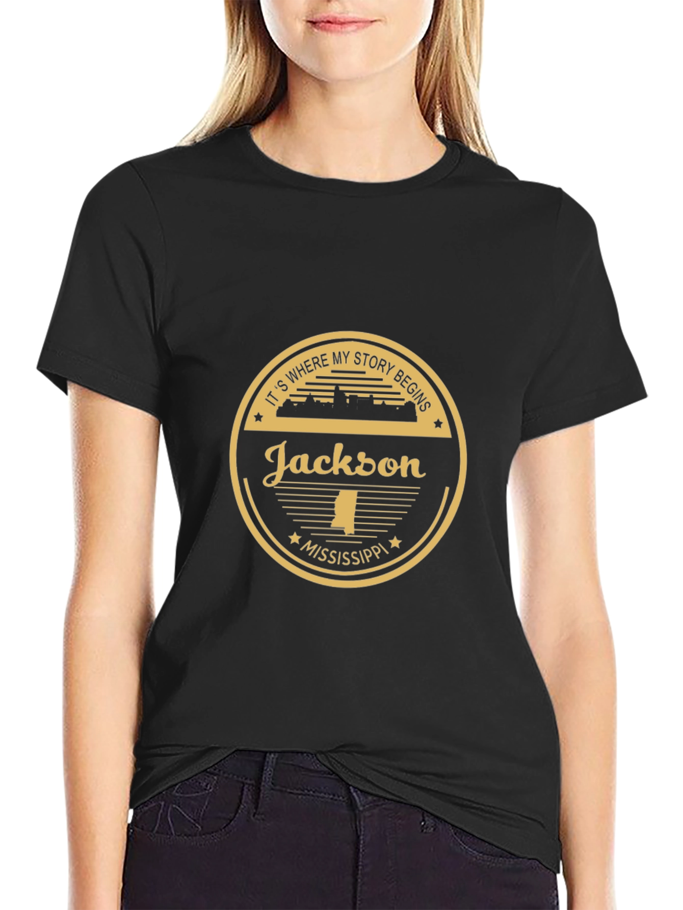 Camiseta Negra Jackson Mississippi
