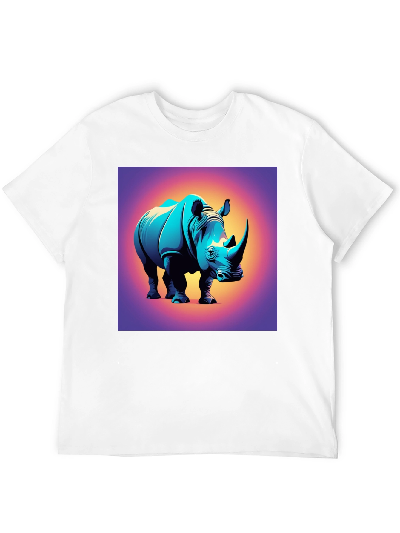 Camiseta Negra con Diseño de Rinoceronte Moderno