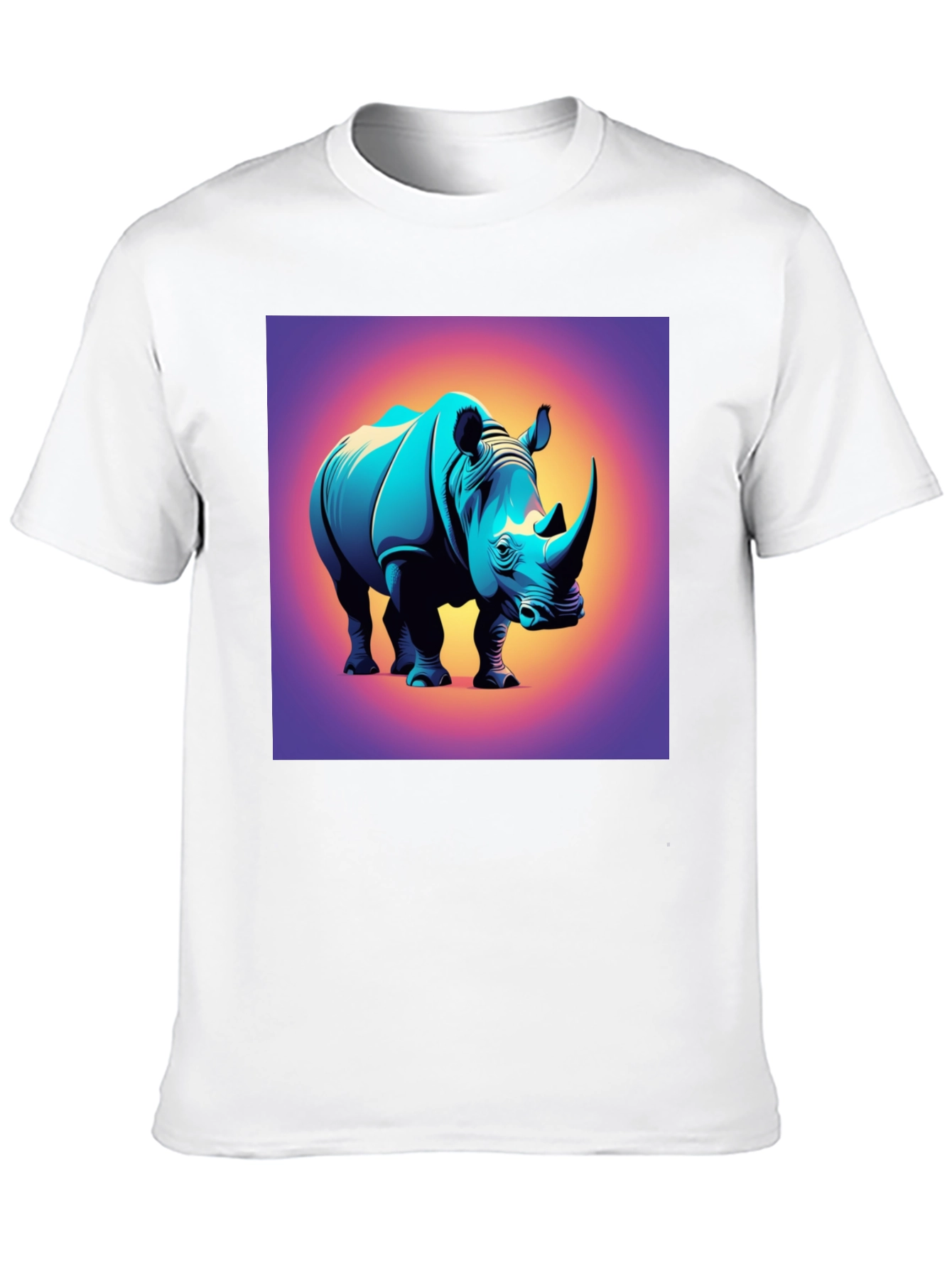 Camiseta Negra con Diseño de Rinoceronte Moderno