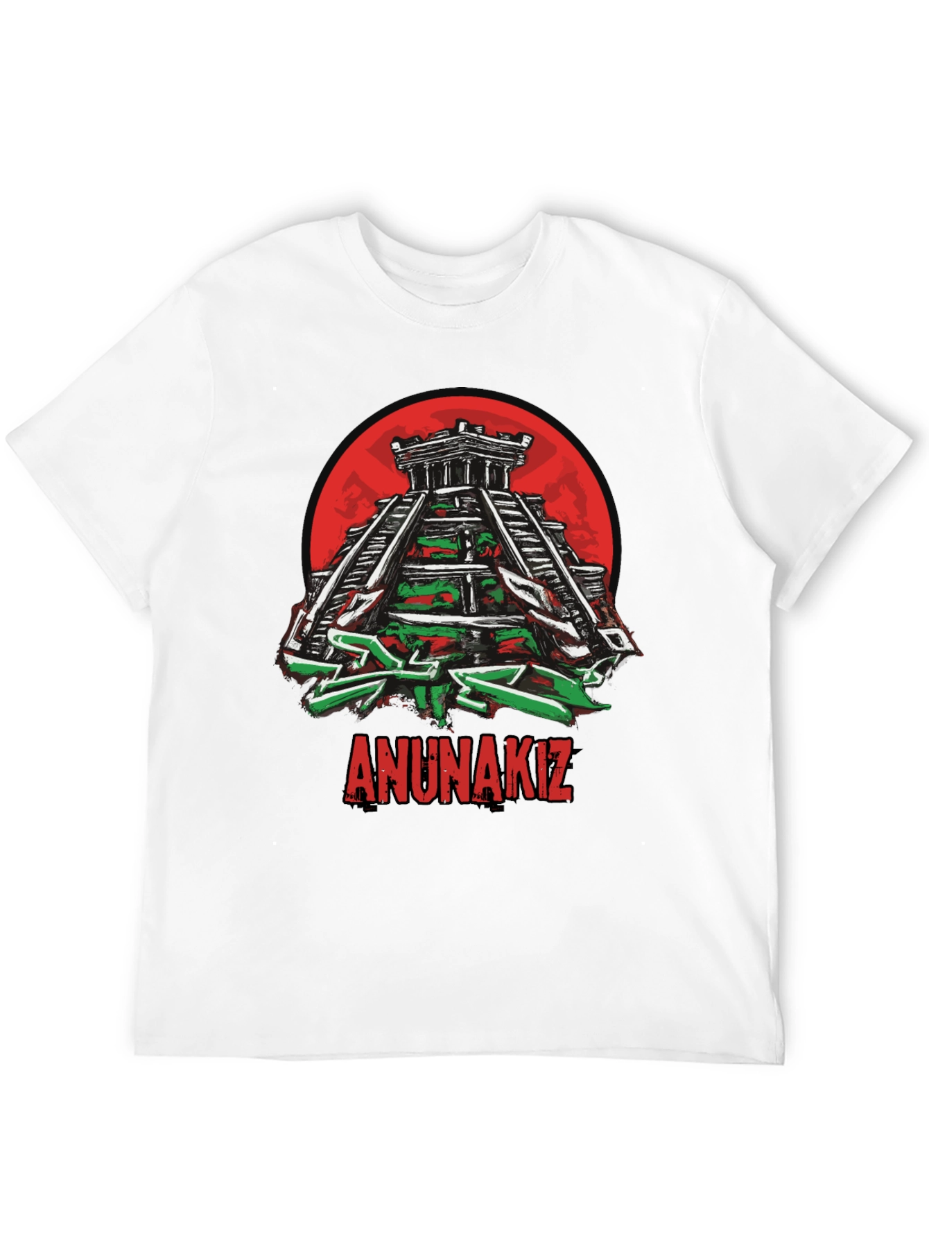 Camiseta Negra Anunnakiz Diseño Pirámide Maya