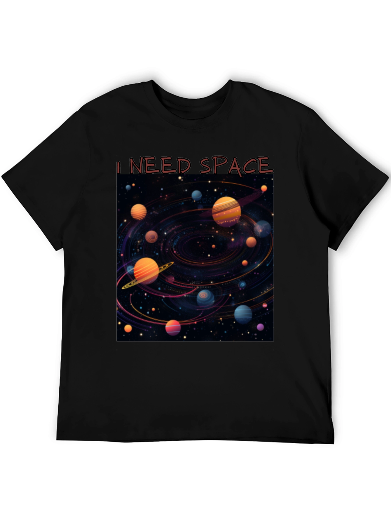 Camiseta Negra Necesito Espacio Diseño Galaxia