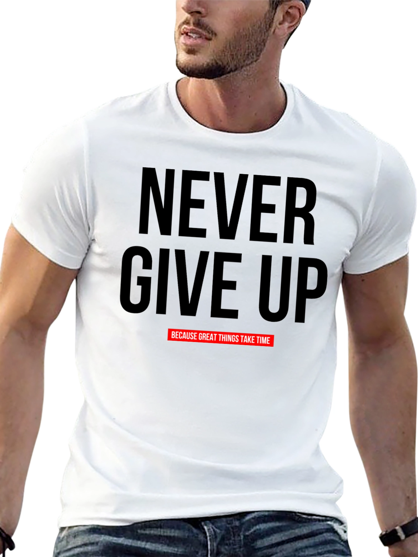 Camiseta Negra Motivacional Never Give Up