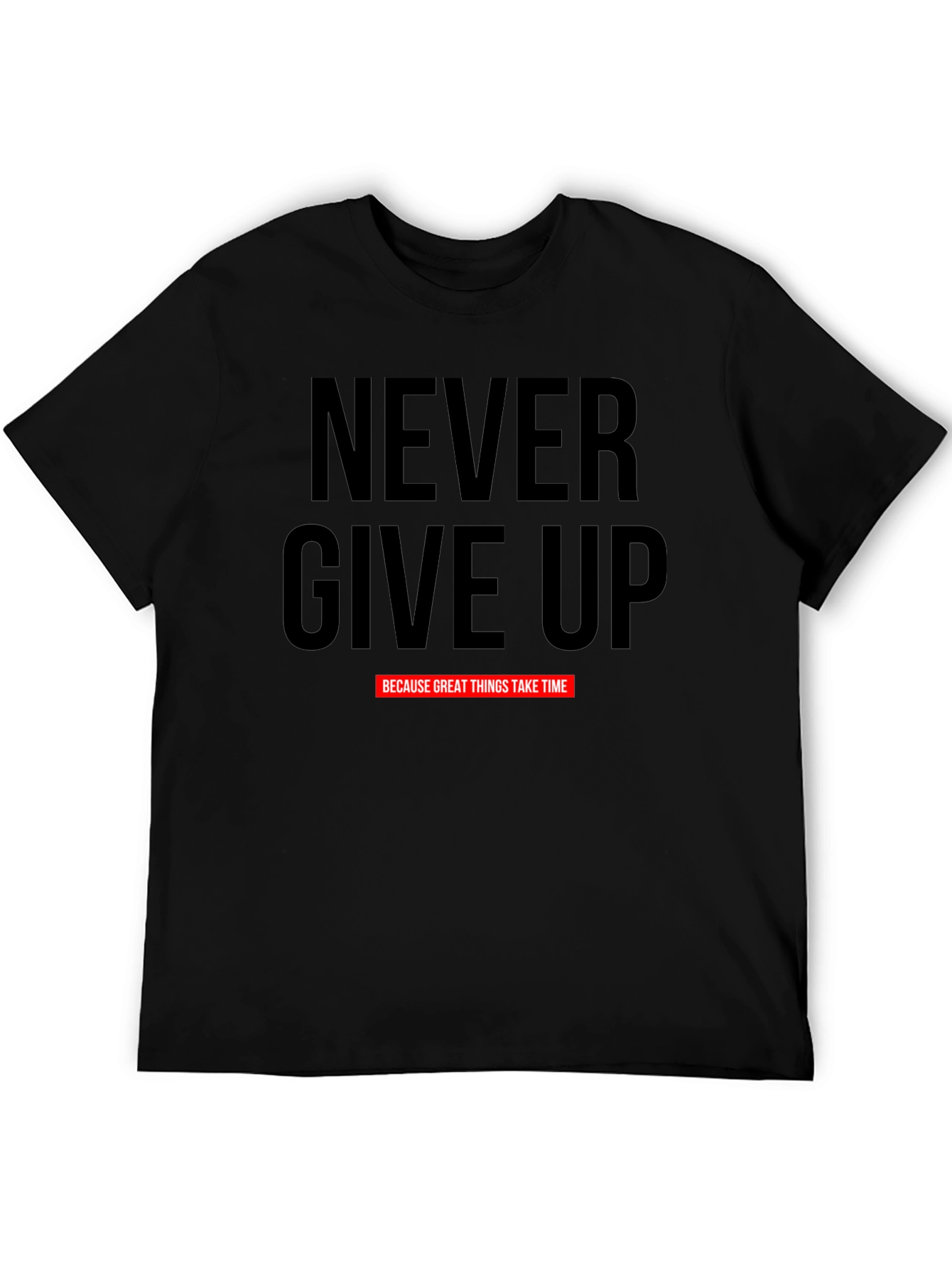 Camiseta Negra Motivacional Never Give Up