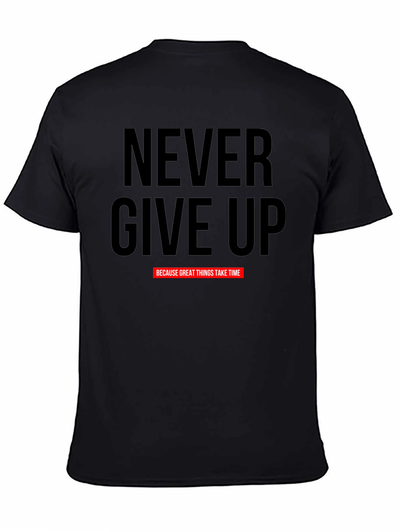 Camiseta Negra Motivacional Never Give Up