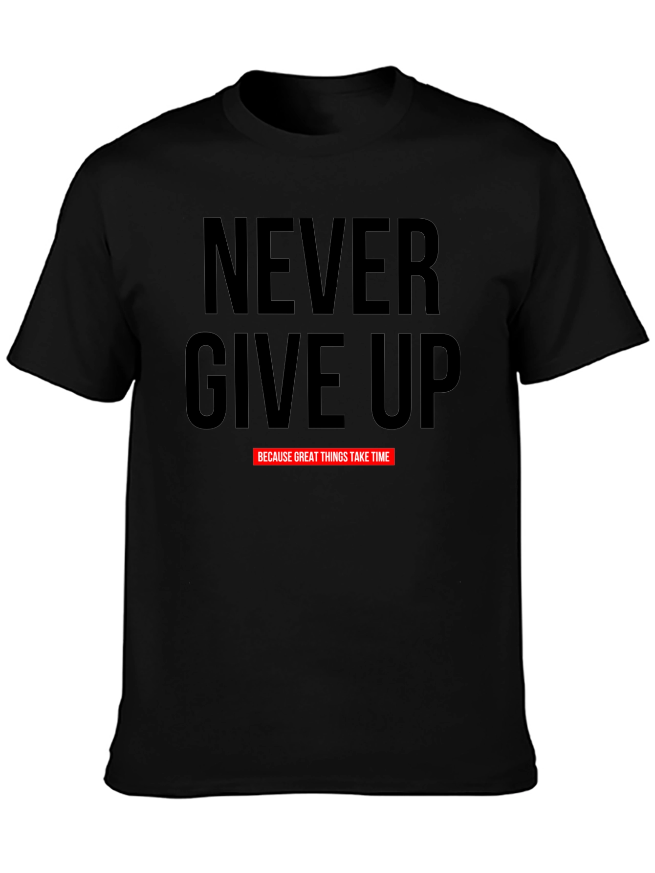 Camiseta Negra Motivacional Never Give Up