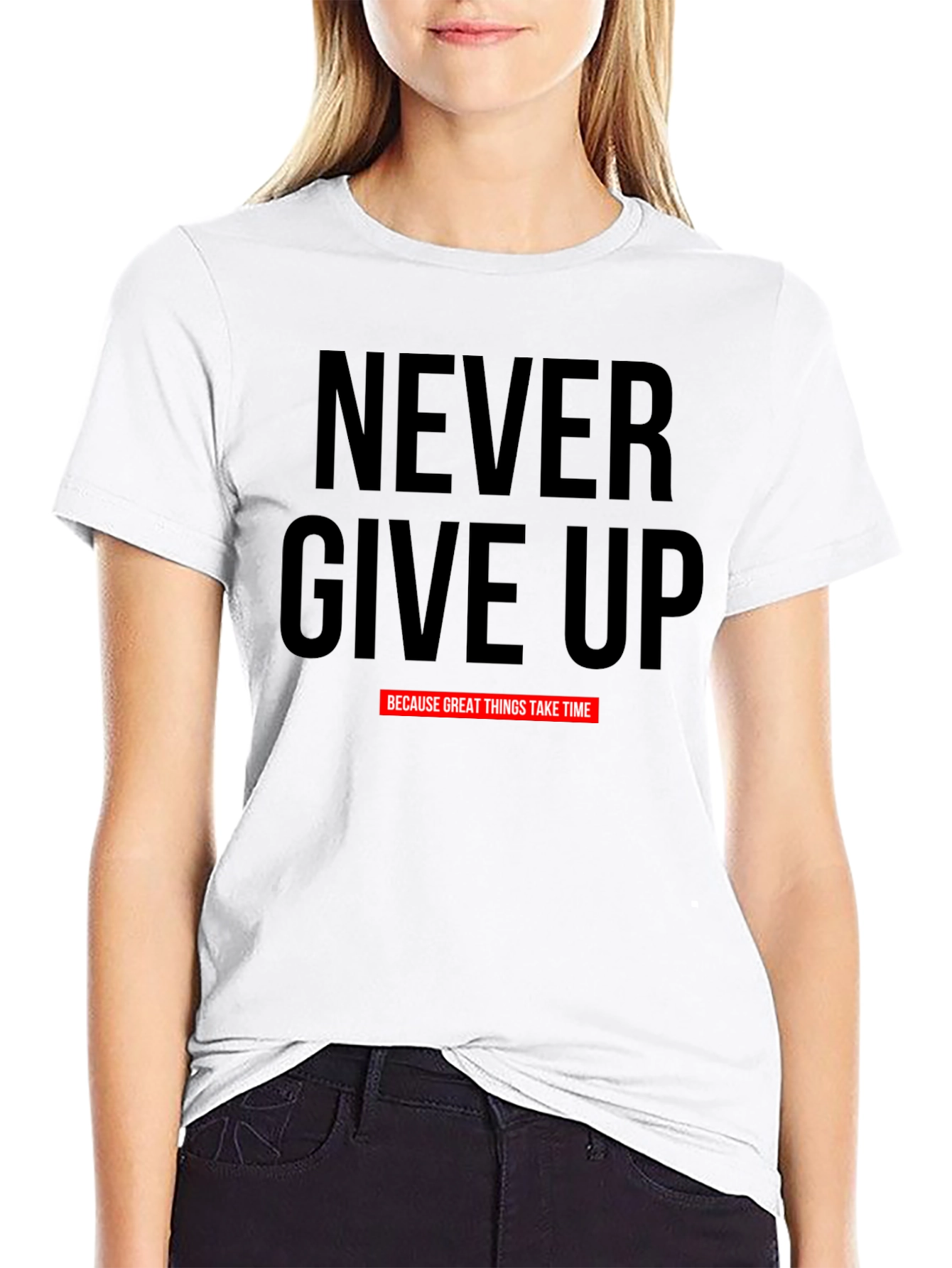 Camiseta Negra Motivacional Never Give Up