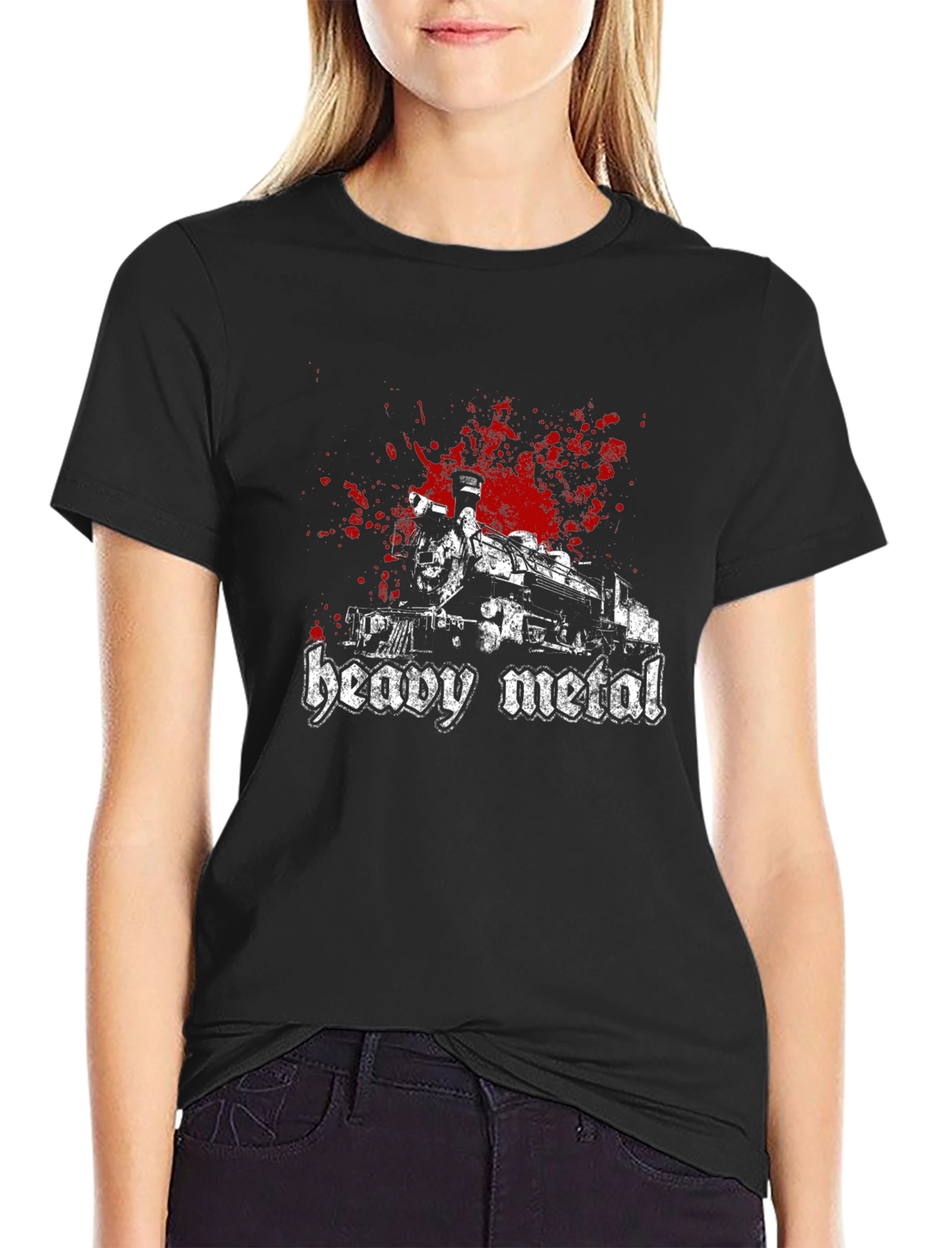 Camiseta Negra Heavy Metal - Diseño Tren Sangriento