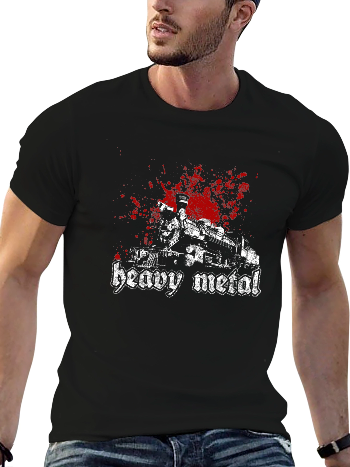 Camiseta Negra Heavy Metal - Diseño Tren Sangriento