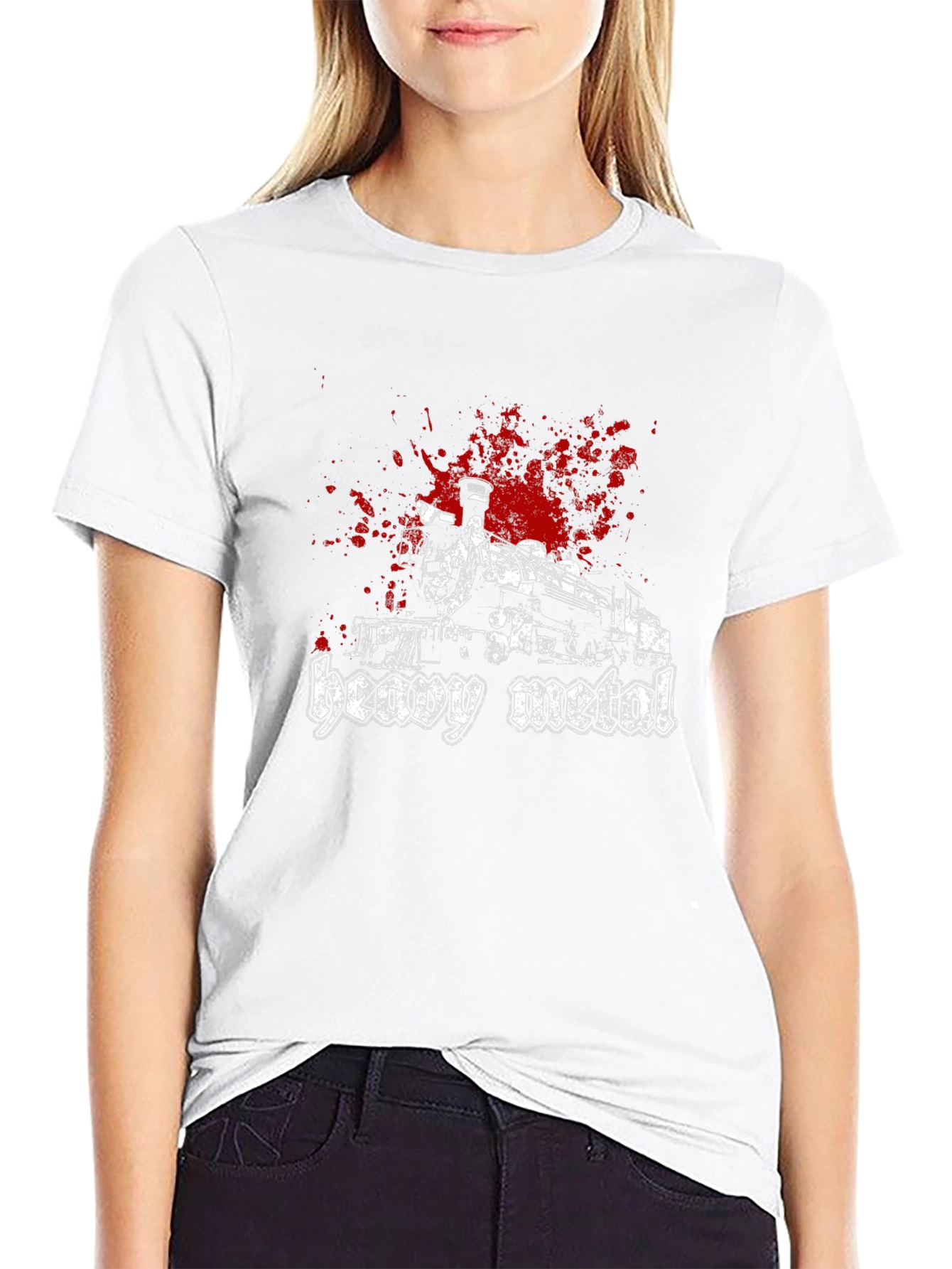 Camiseta Negra Heavy Metal - Diseño Tren Sangriento