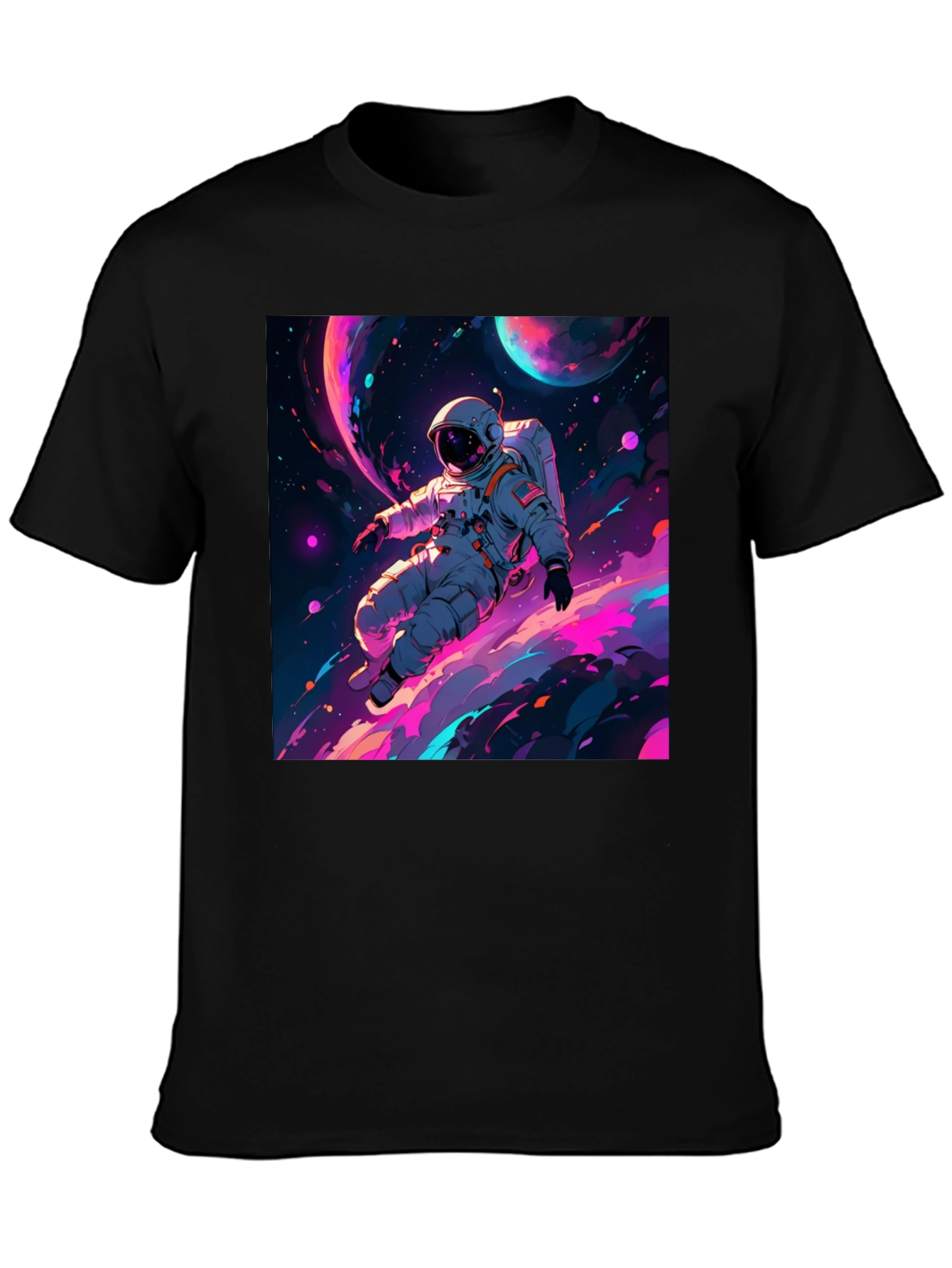 Camiseta Negra con Diseño de Astronauta Espacial