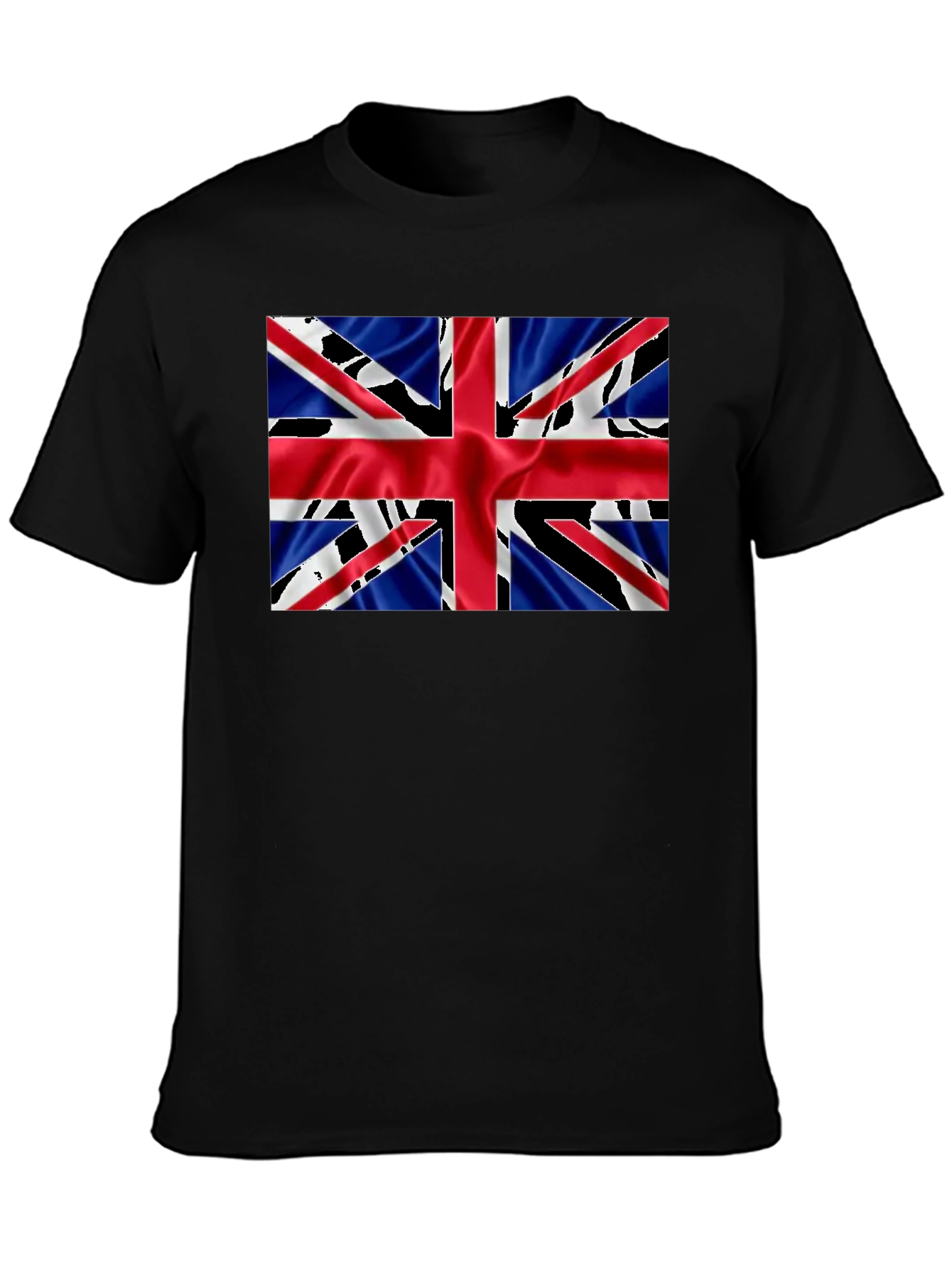 Camiseta Negra con Diseño de la Bandera Británica