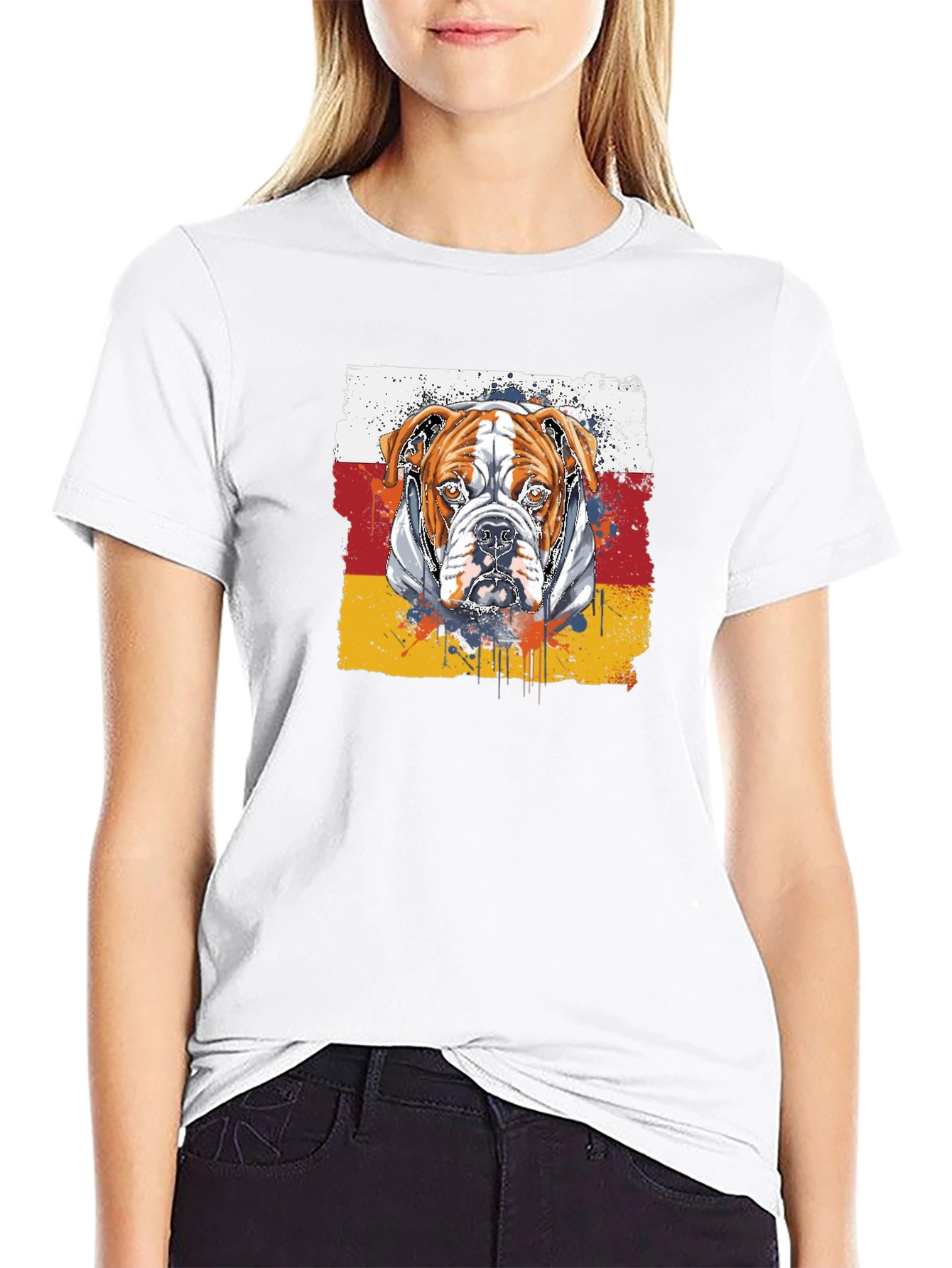 Camiseta Negra con Diseño de Bulldog