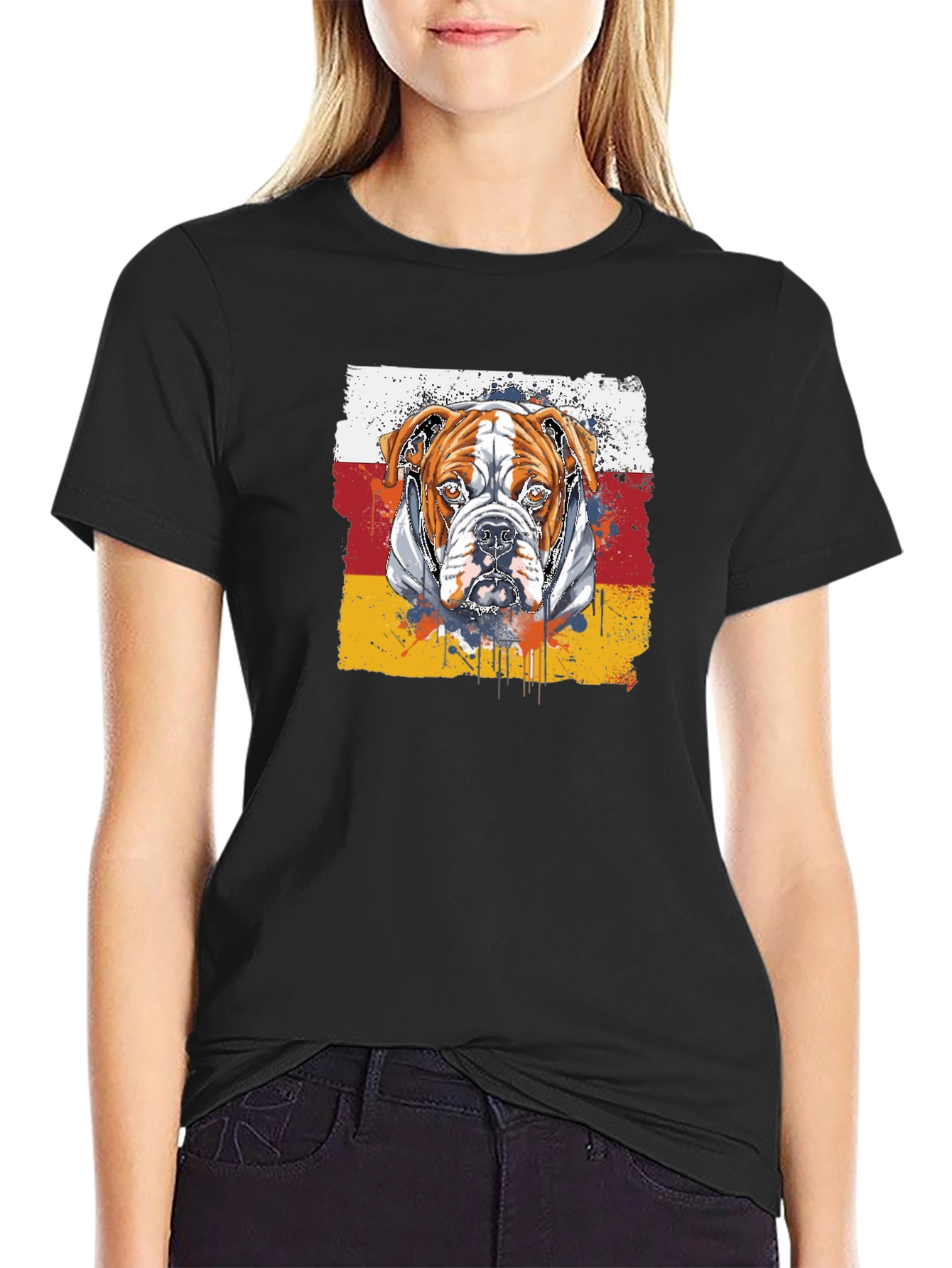 Camiseta Negra con Diseño de Bulldog