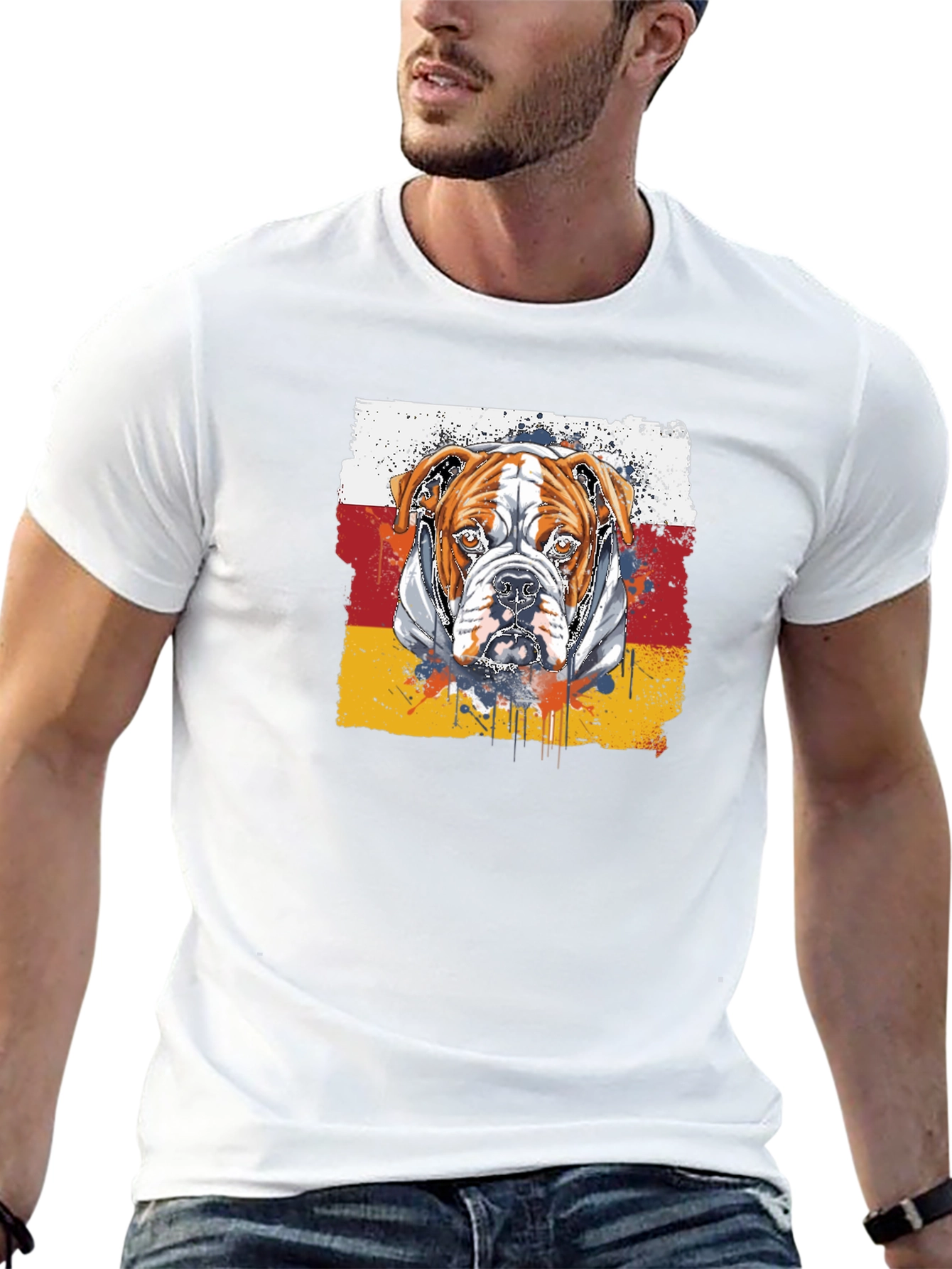Camiseta Negra con Diseño de Bulldog