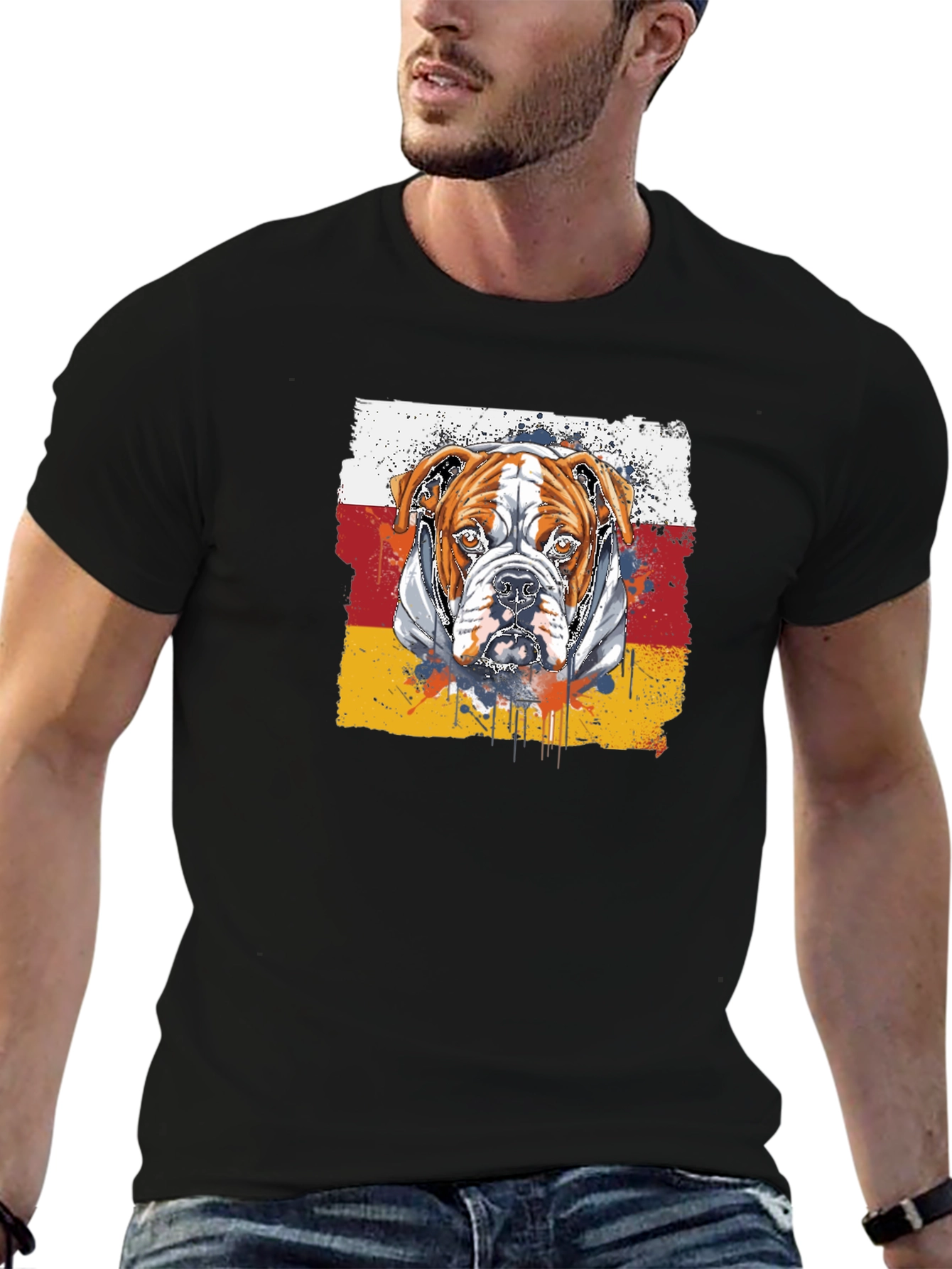 Camiseta Negra con Diseño de Bulldog