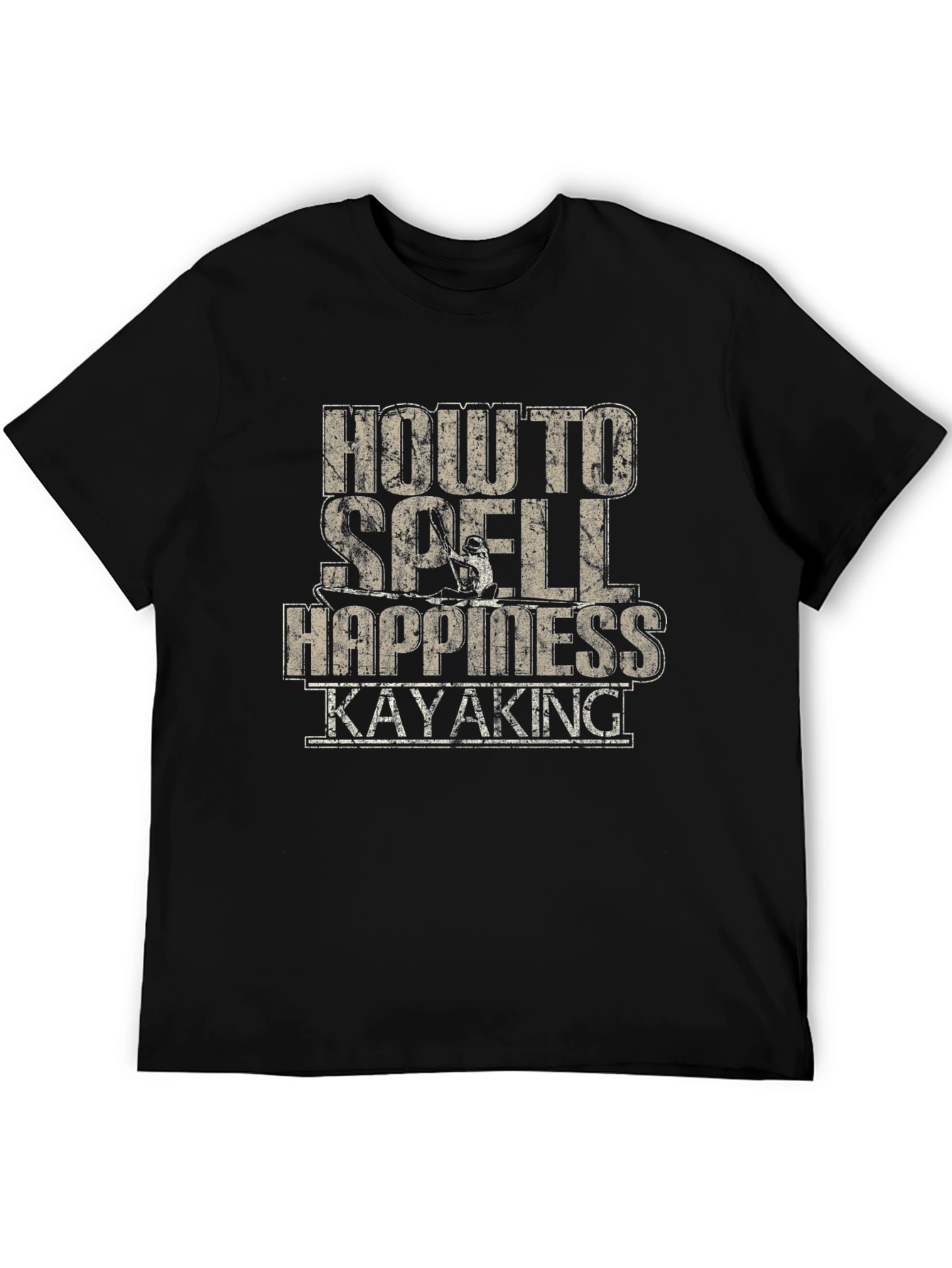 Camiseta Negra Cómo se escribe Felicidad: Kayak