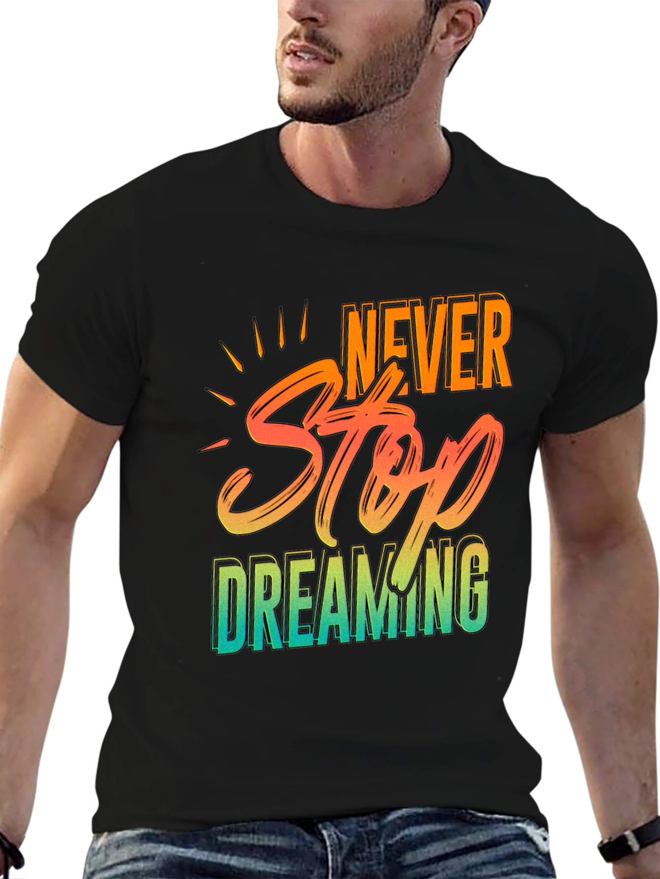 Camiseta Negra Never Stop Dreaming para Hombre