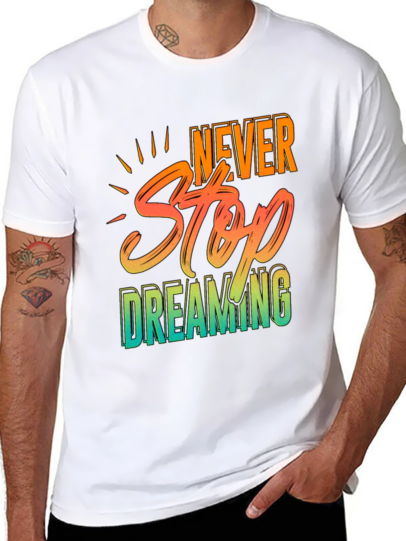 Camiseta Negra Never Stop Dreaming para Hombre