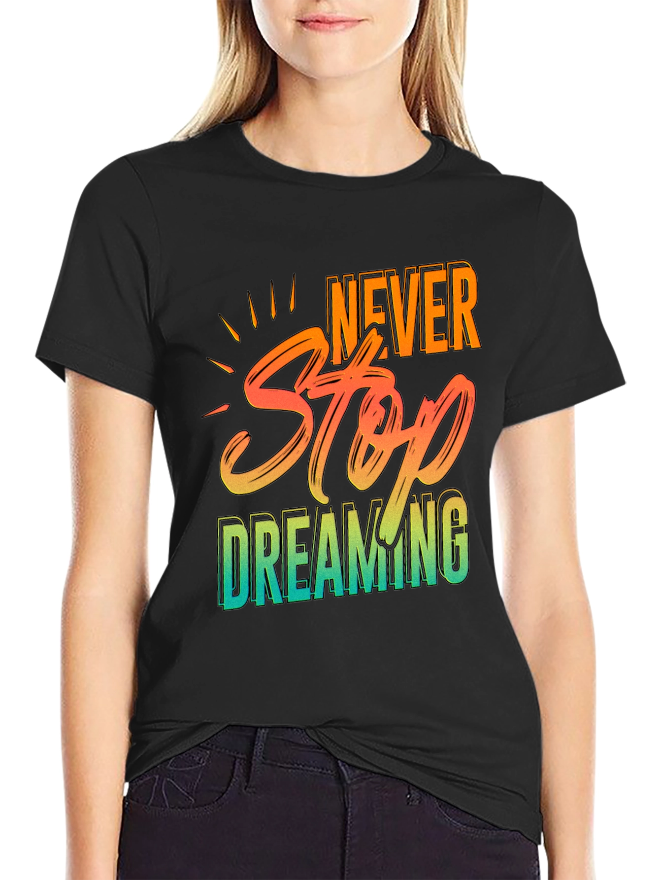 Camiseta Negra Never Stop Dreaming para Hombre