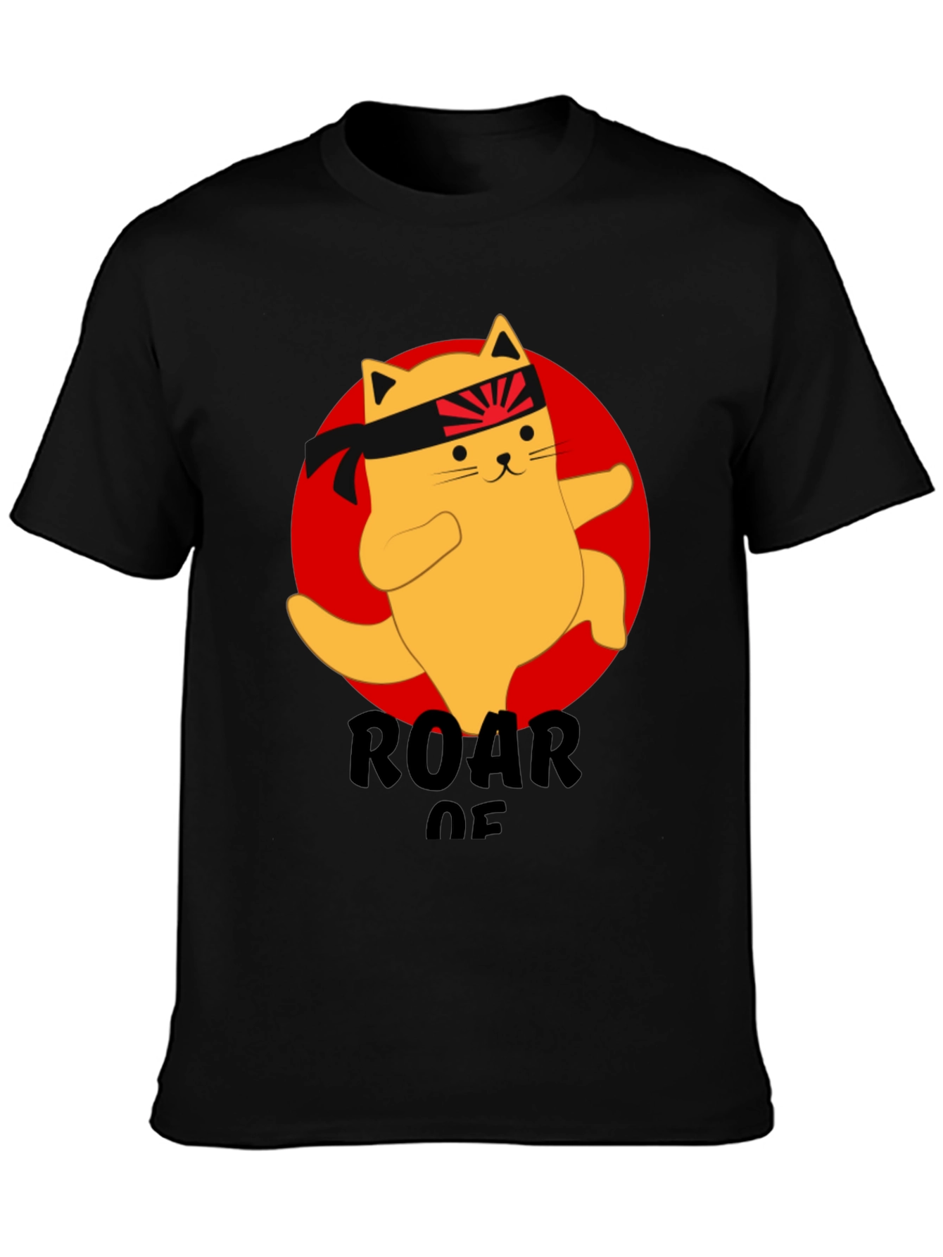 Camiseta Negra con Diseño de Gato Karateca