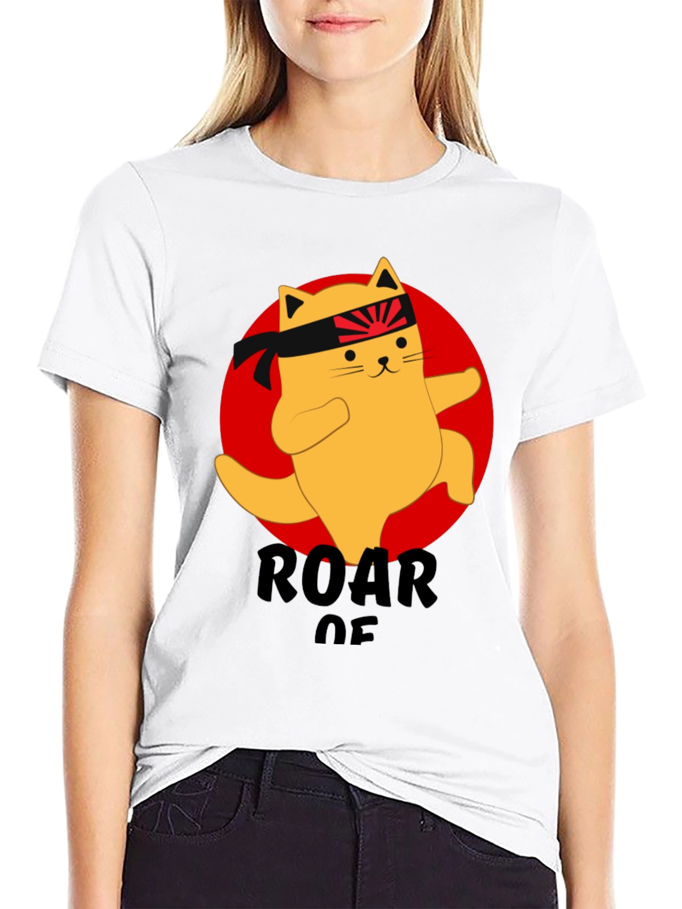 Camiseta Negra con Diseño de Gato Karateca