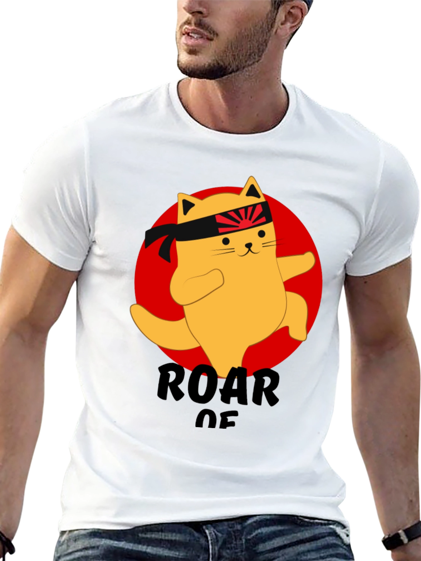 Camiseta Negra con Diseño de Gato Karateca